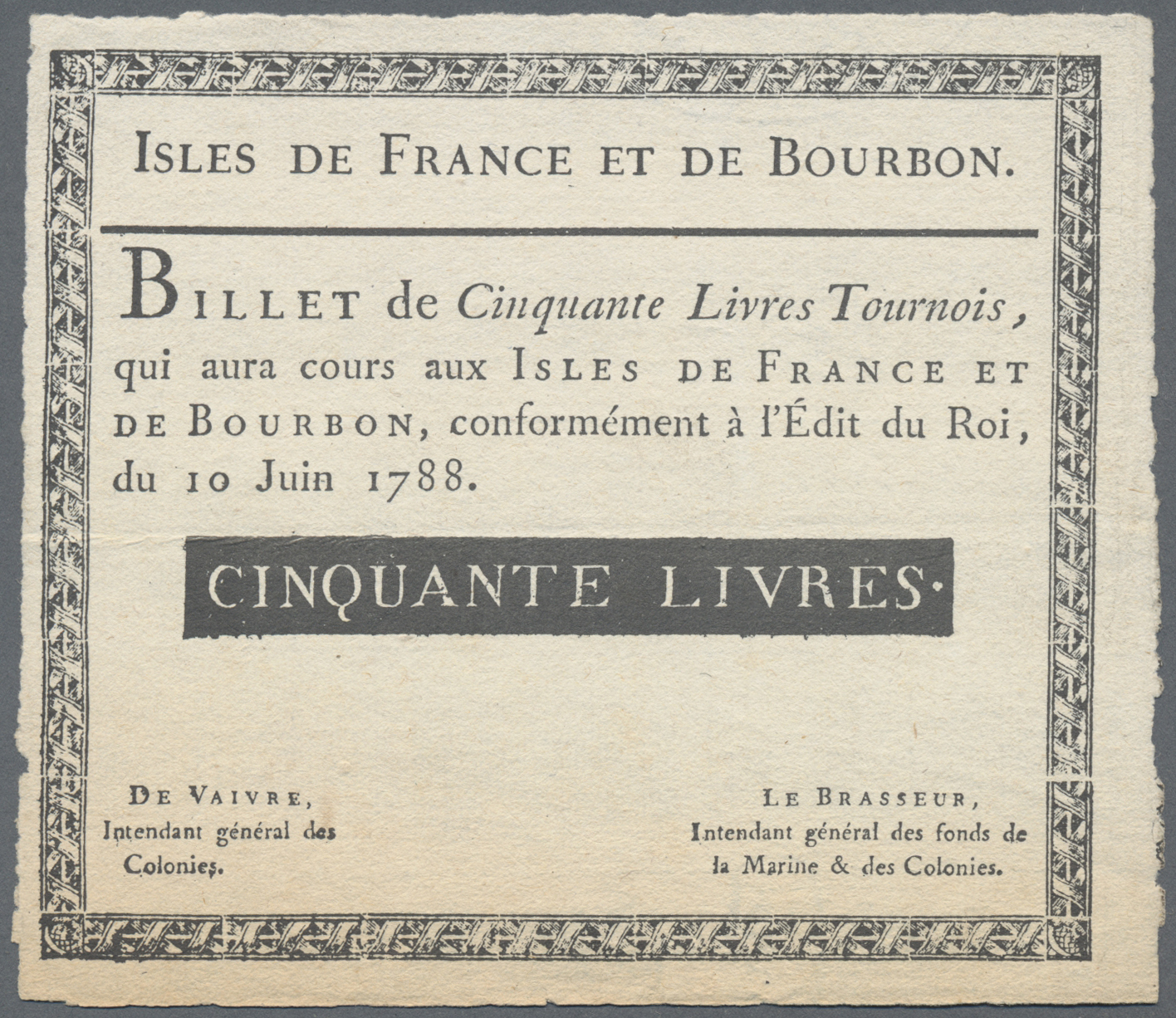 Lot 01849 - Isle de France et de Bourbon | Banknoten - Auktionshaus Christoph Gärtner GmbH & Co. KG Sale #45 Banknotes Worldwide Lot 01849 - Isle de France et de Bourbon | Banknoten - Auktionshaus Christoph Gärtner GmbH & Co. KG Sale #45 Banknotes Worldwide