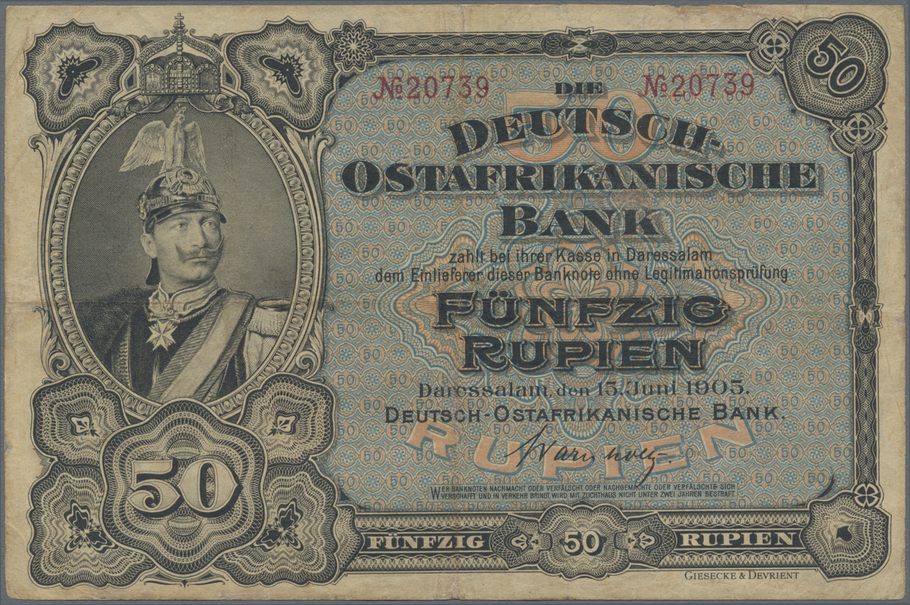 Lot 14581 - Deutschland - Kolonien | Banknoten - Auktionshaus Christoph Gärtner GmbH & Co. KG 53rd AUCTION - Day 6 Coins & Banknotes Lot 14581 - Deutschland - Kolonien | Banknoten - Auktionshaus Christoph Gärtner GmbH & Co. KG 53rd AUCTION - Day 6 Coins & Banknotes