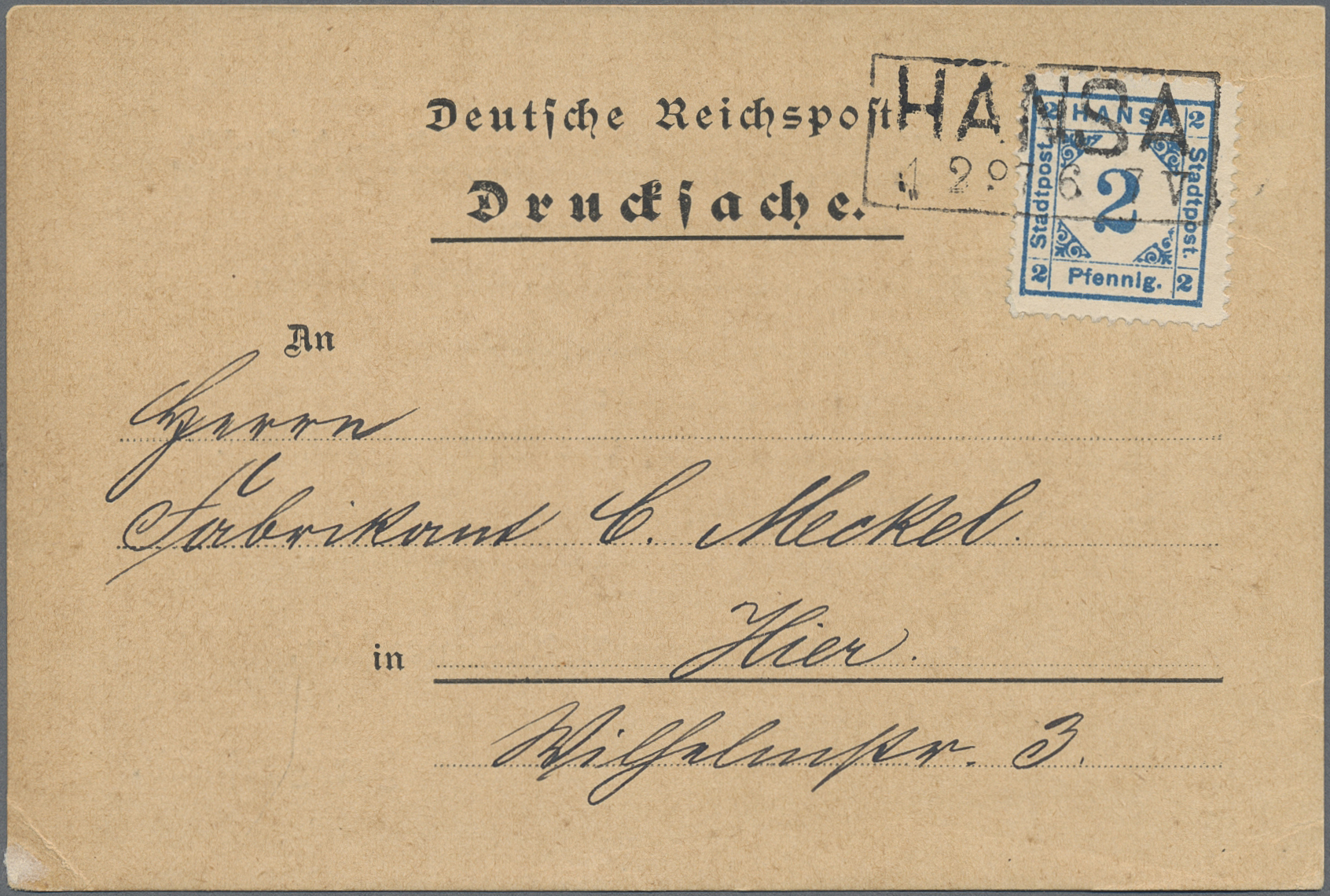Lot 10224 - Deutsches Reich - Privatpost (Stadtpost)  -  Auktionshaus Christoph Gärtner GmbH & Co. KG 58th AUCTION - Day 3