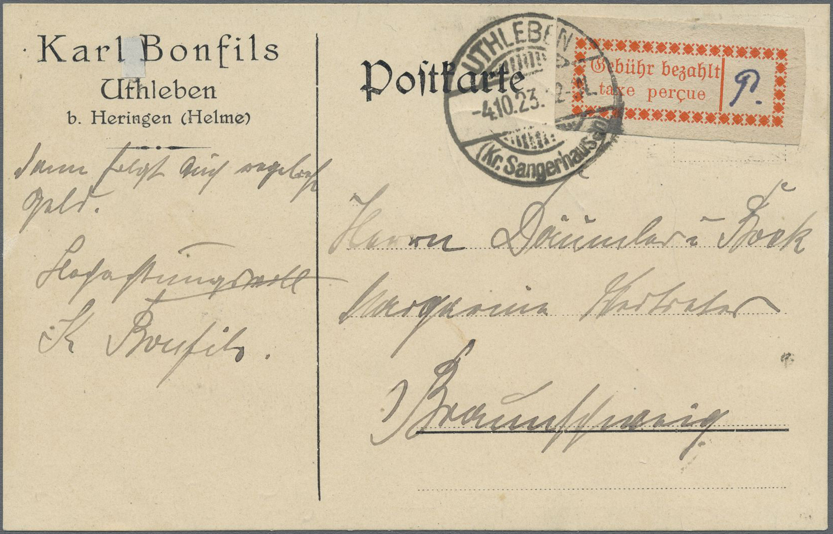 Lot 05020 - Deutsches Reich - Lokalausgaben 1918/23  -  Auktionshaus Christoph Gärtner GmbH & Co. KG 56th AUCTION - Day 3