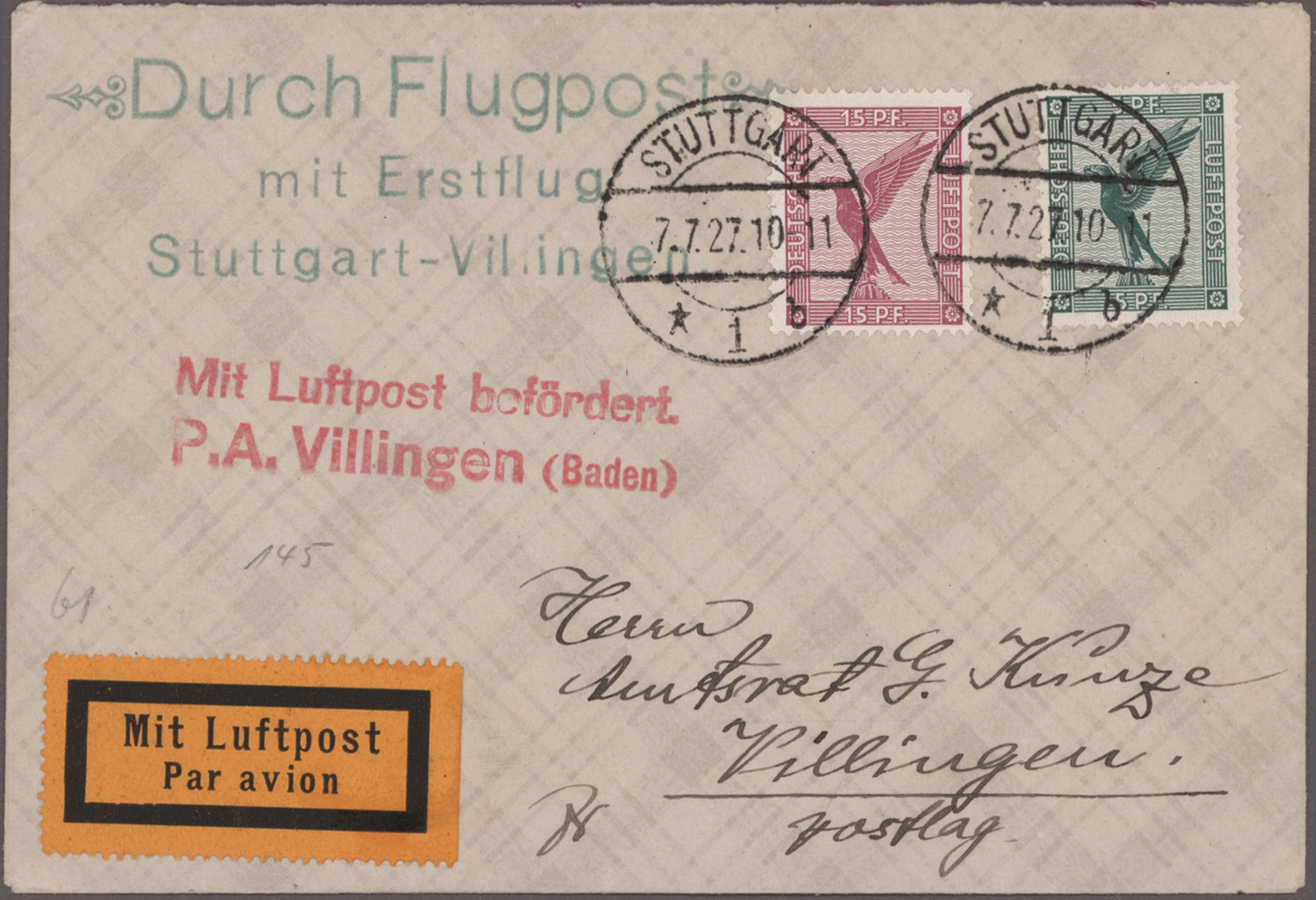 Lot 08011 - flugpost deutschland  -  Auktionshaus Christoph Gärtner GmbH & Co. KG 56th AUCTION - Day 4