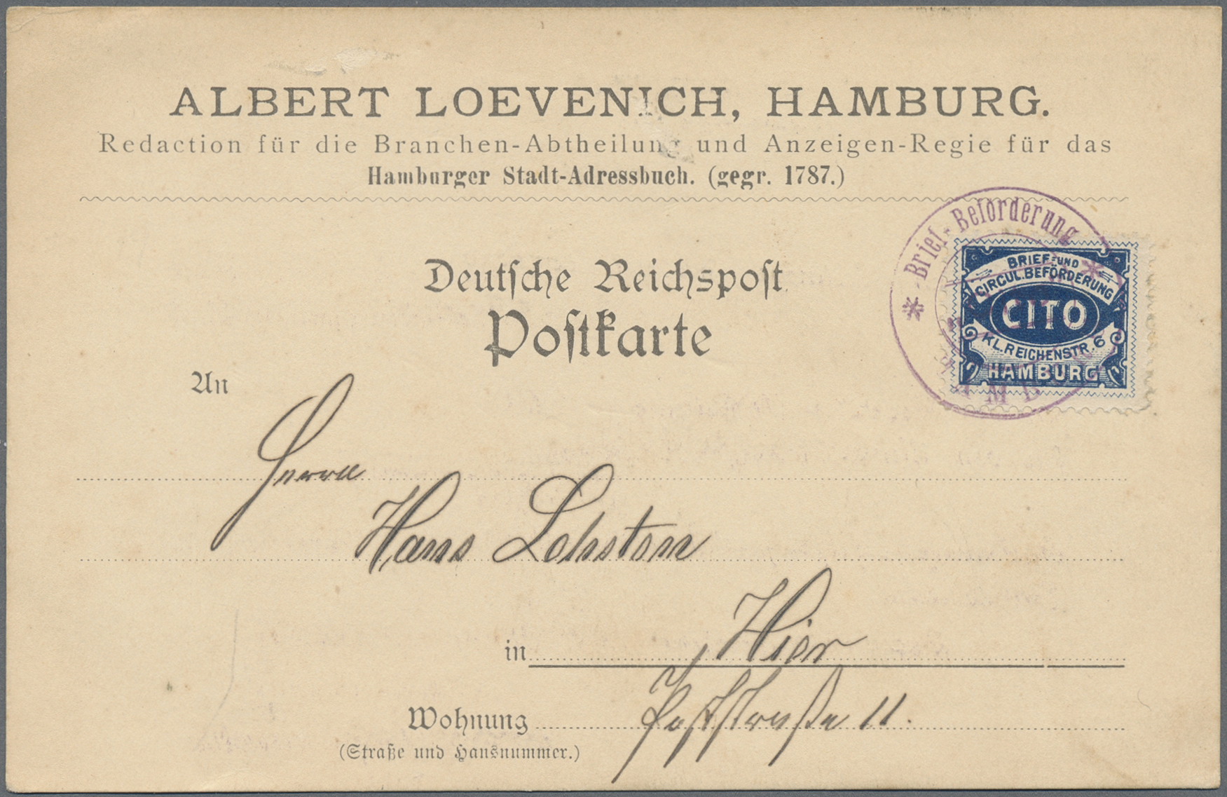 Lot 10346 - Deutsches Reich - Privatpost (Stadtpost) - Auktionshaus Christoph Gärtner GmbH & Co. KG 58th AUCTION - Day 3 Lot 10346 - Deutsches Reich - Privatpost (Stadtpost) - Auktionshaus Christoph Gärtner GmbH & Co. KG 58th AUCTION - Day 3