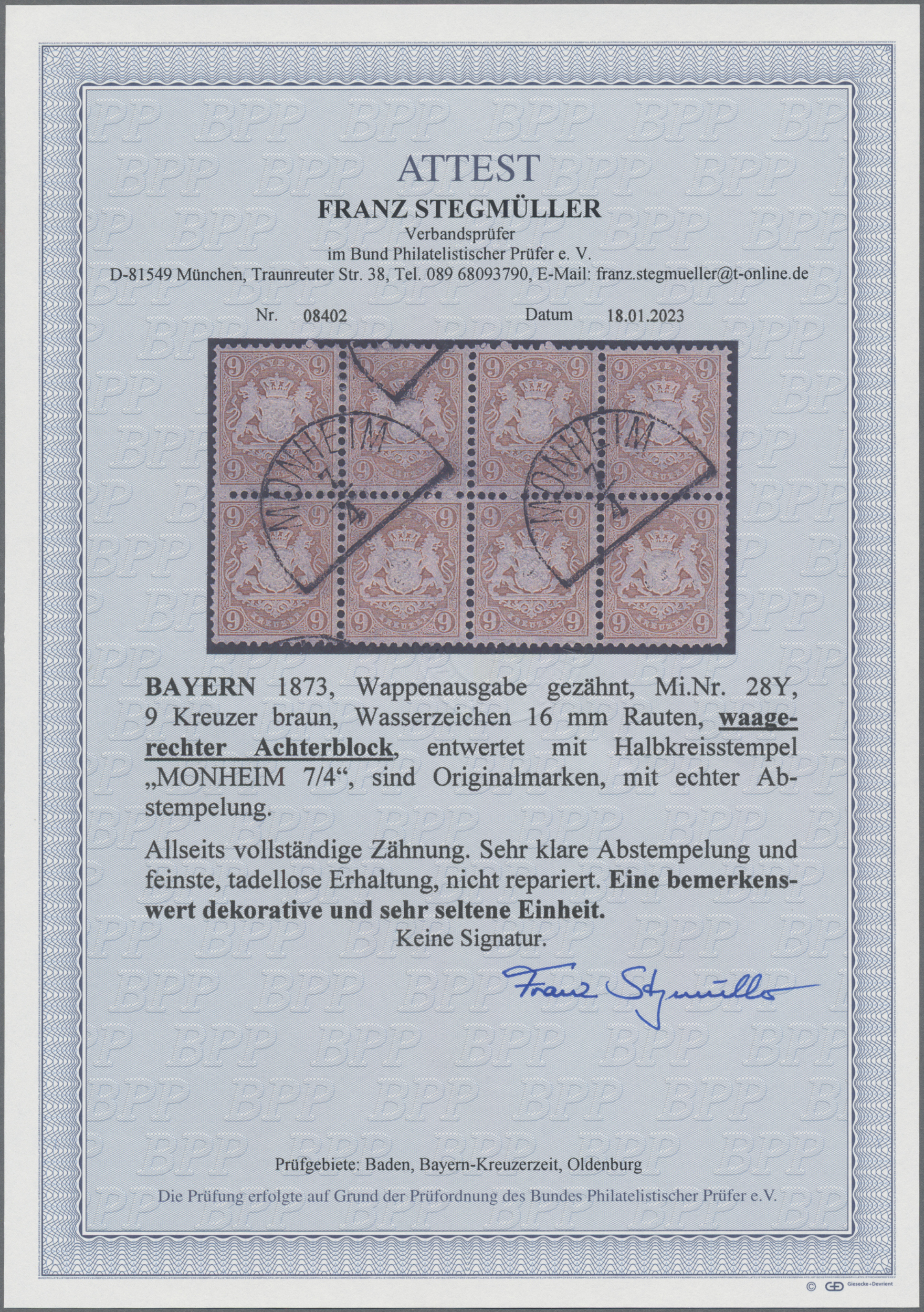 Lot 04534 - Bayern - Marken und Briefe  -  Auktionshaus Christoph Gärtner GmbH & Co. KG 56th AUCTION - Day 3
