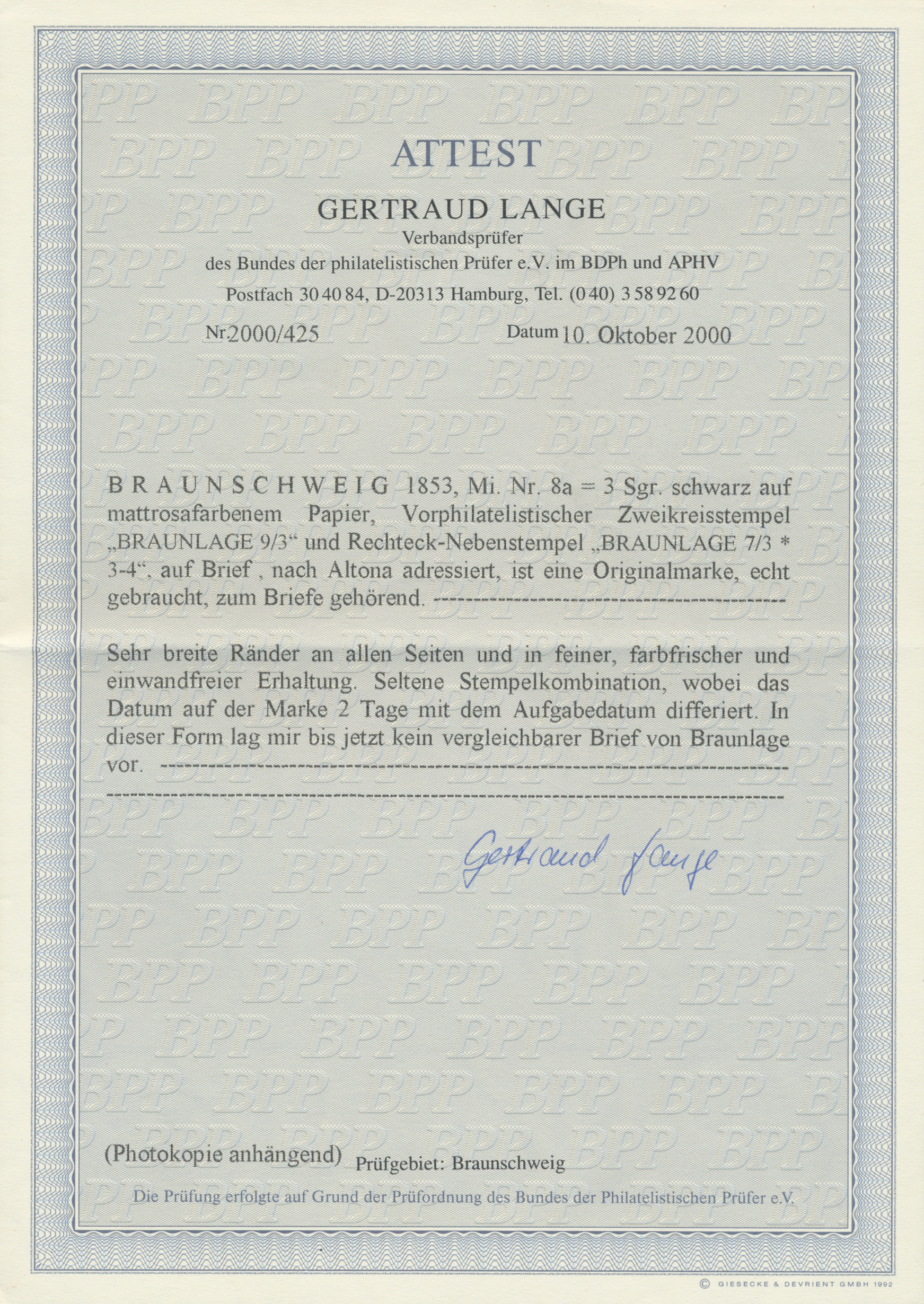 Lot 332 - Braunschweig - Marken und Briefe  -   Auction #211