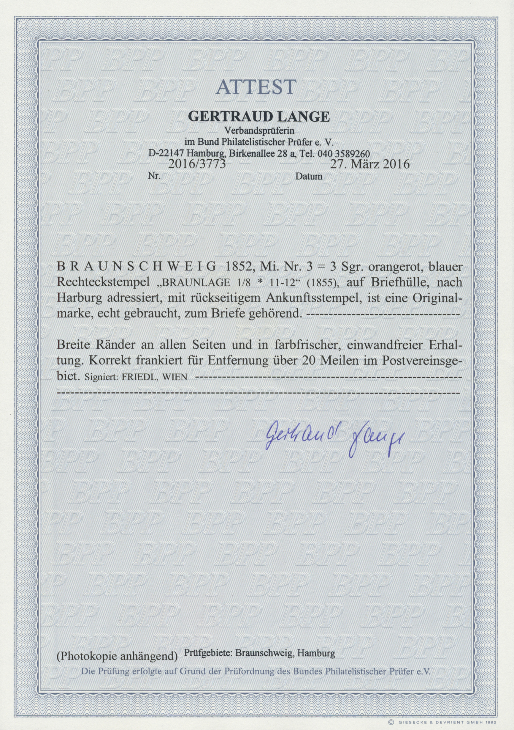 Lot 332 - Braunschweig - Marken und Briefe  -   Auction #211
