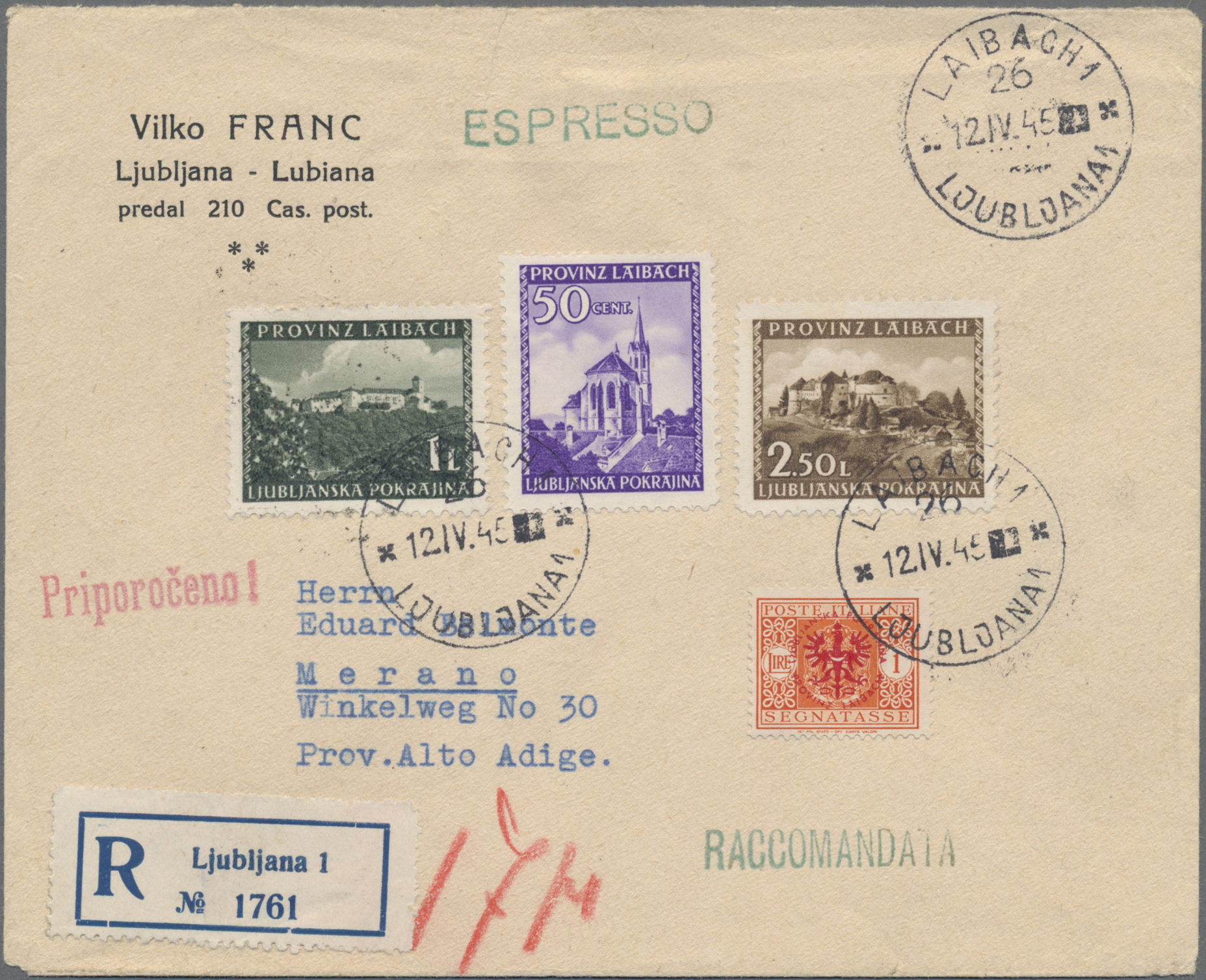 Lot 06072 - Dt. Besetzung II WK - Laibach  -  Auktionshaus Christoph Gärtner GmbH & Co. KG 55th AUCTION - Day 3