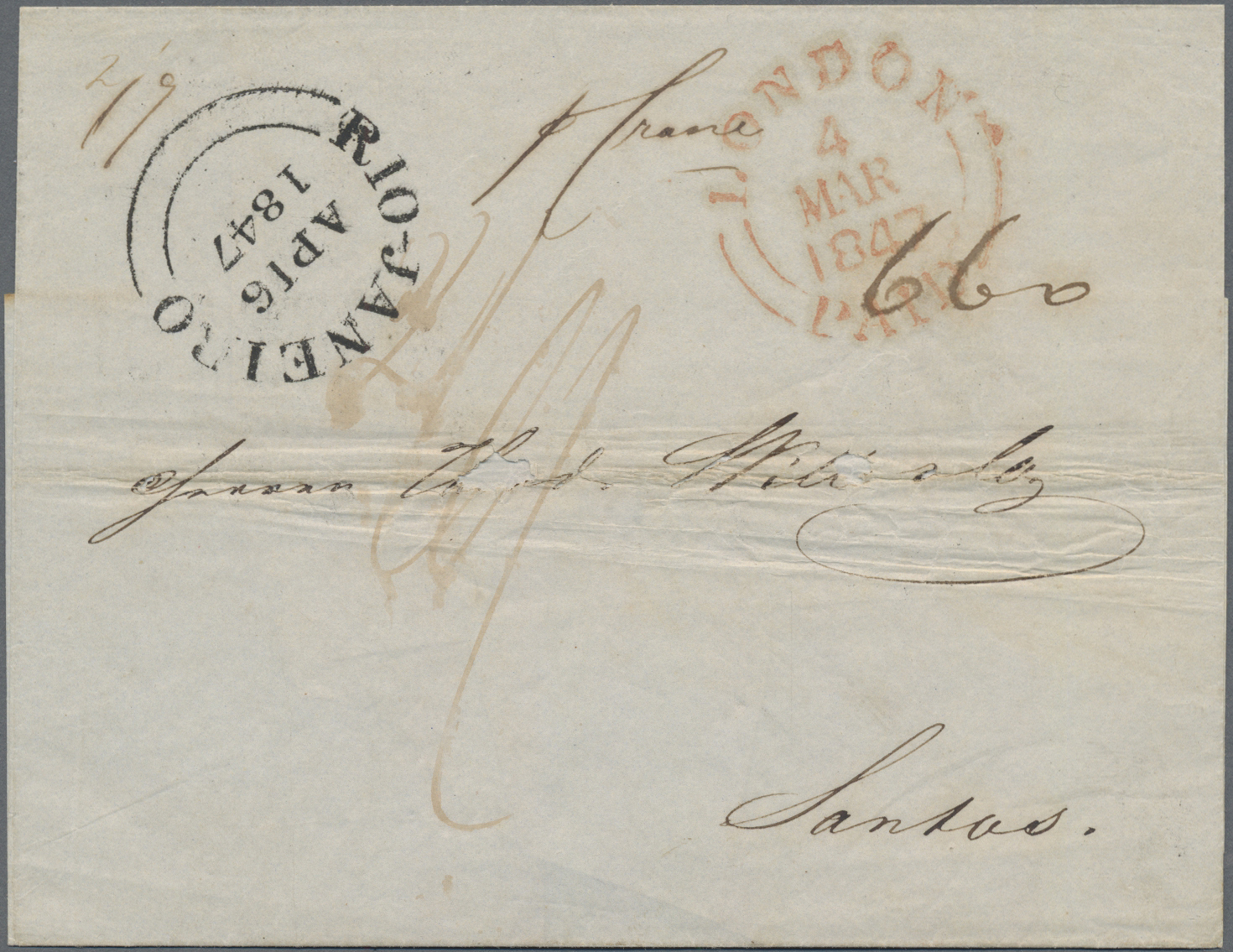 Lot 03759 - Brasilien - Vorphila / Stampless Covers  -  Auktionshaus Christoph Gärtner GmbH & Co. KG 55th AUCTION - Day 2
