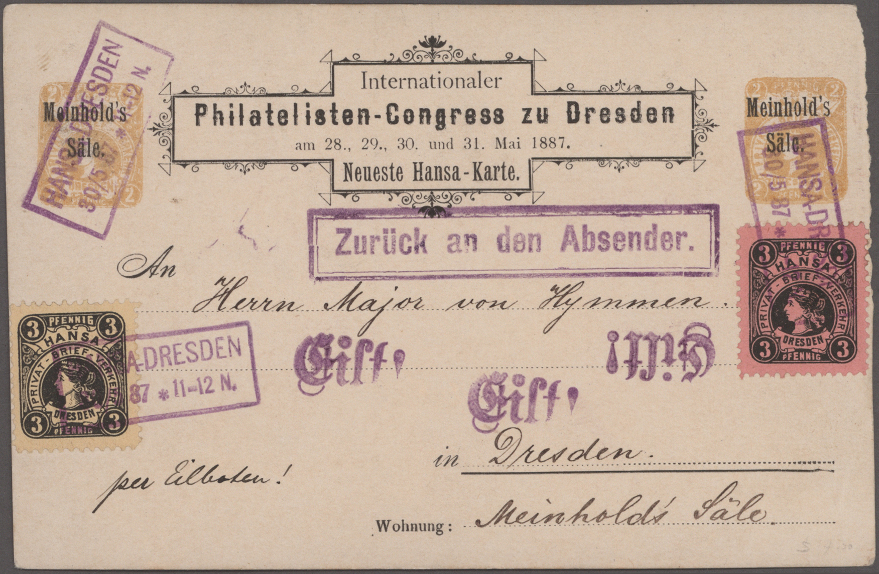 Lot 10261 - Deutsches Reich - Privatpost (Stadtpost) - Auktionshaus Christoph Gärtner GmbH & Co. KG 58th AUCTION - Day 3 Lot 10261 - Deutsches Reich - Privatpost (Stadtpost) - Auktionshaus Christoph Gärtner GmbH & Co. KG 58th AUCTION - Day 3