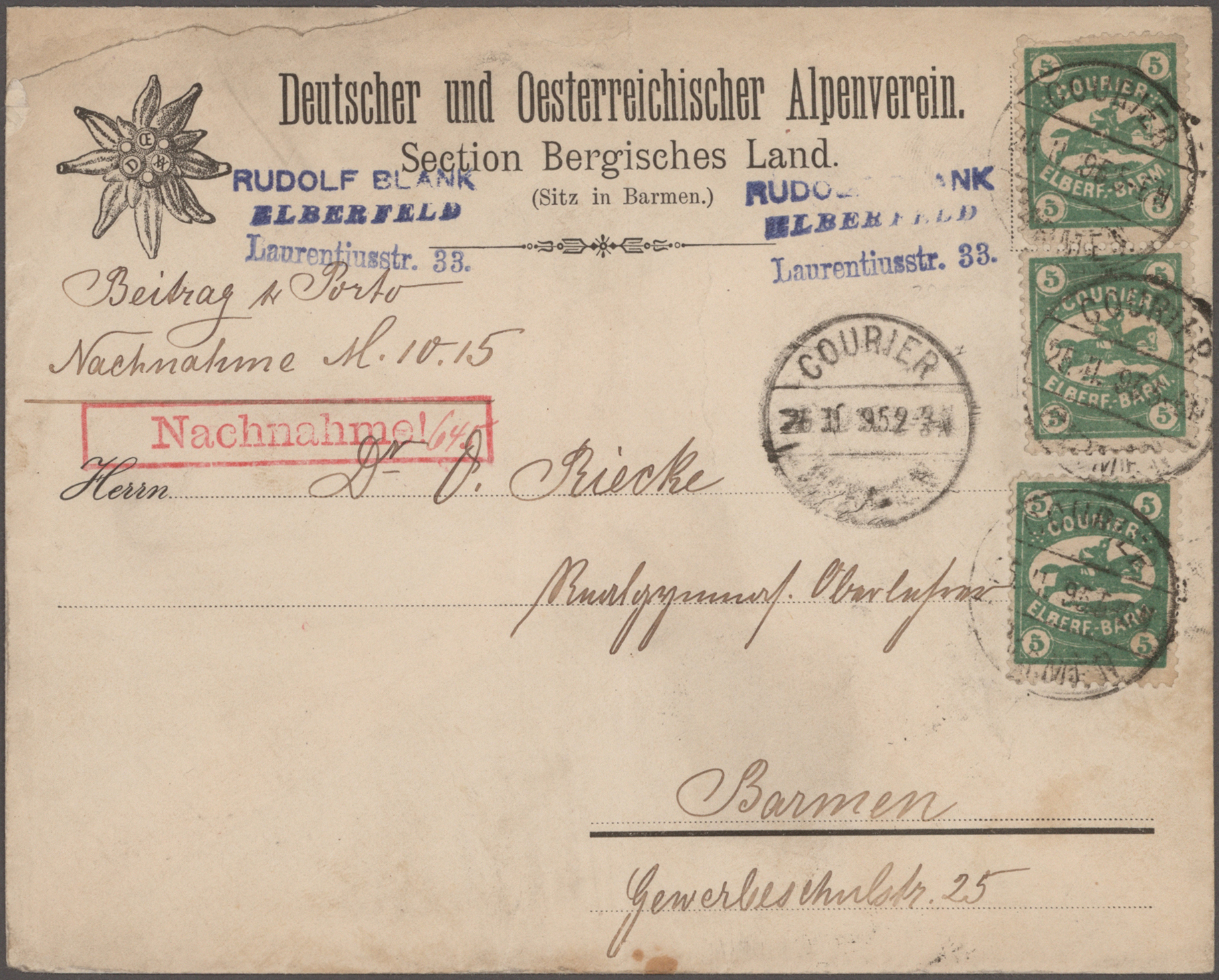 Lot 10490 - Deutsches Reich - Privatpost (Stadtpost)  -  Auktionshaus Christoph Gärtner GmbH & Co. KG 58th AUCTION - Day 3