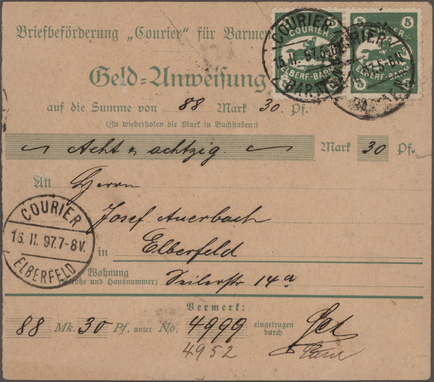 Lot 10494 - Deutsches Reich - Privatpost (Stadtpost)  -  Auktionshaus Christoph Gärtner GmbH & Co. KG 58th AUCTION - Day 3