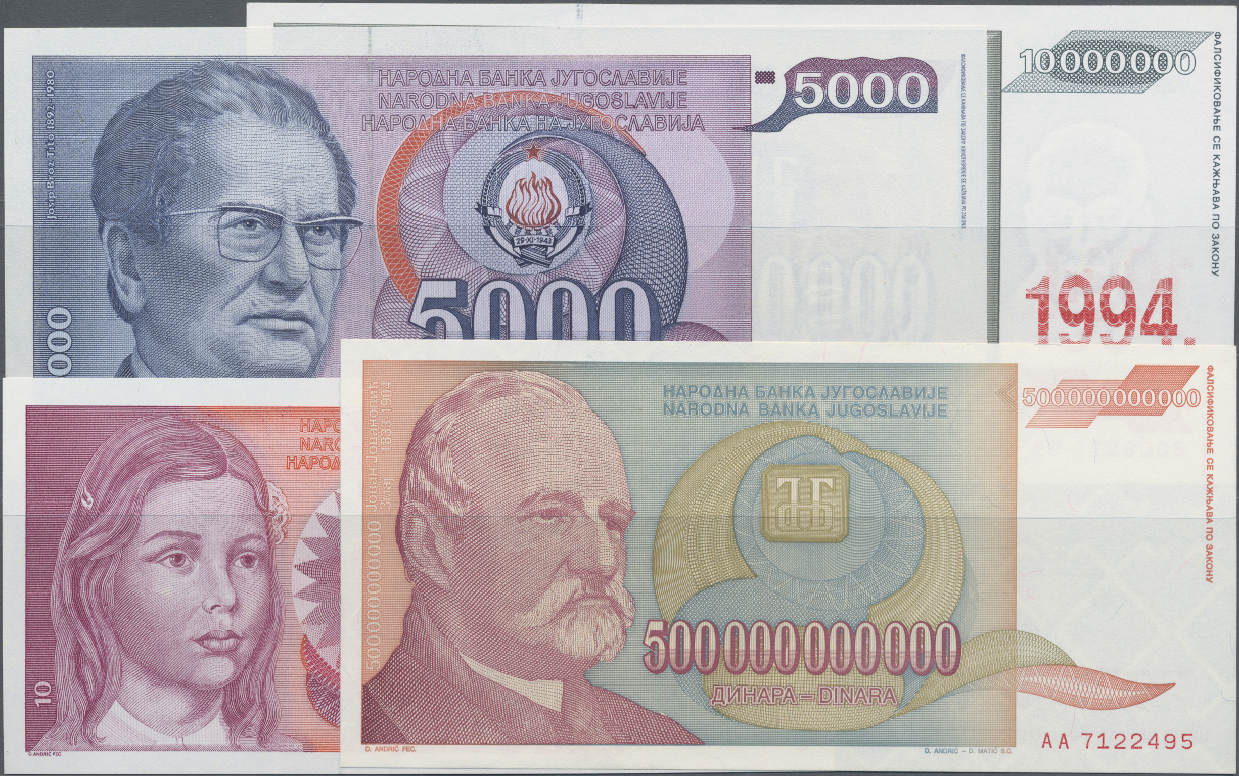 Lot 02908 - Yugoslavia / Jugoslavien | Banknoten  -  Auktionshaus Christoph Gärtner GmbH & Co. KG Sale #45 Banknotes Worldwide