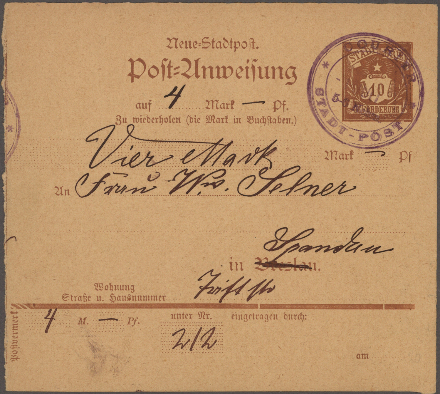 Lot 10462 - Deutsches Reich - Privatpost (Stadtpost)  -  Auktionshaus Christoph Gärtner GmbH & Co. KG 58th AUCTION - Day 3