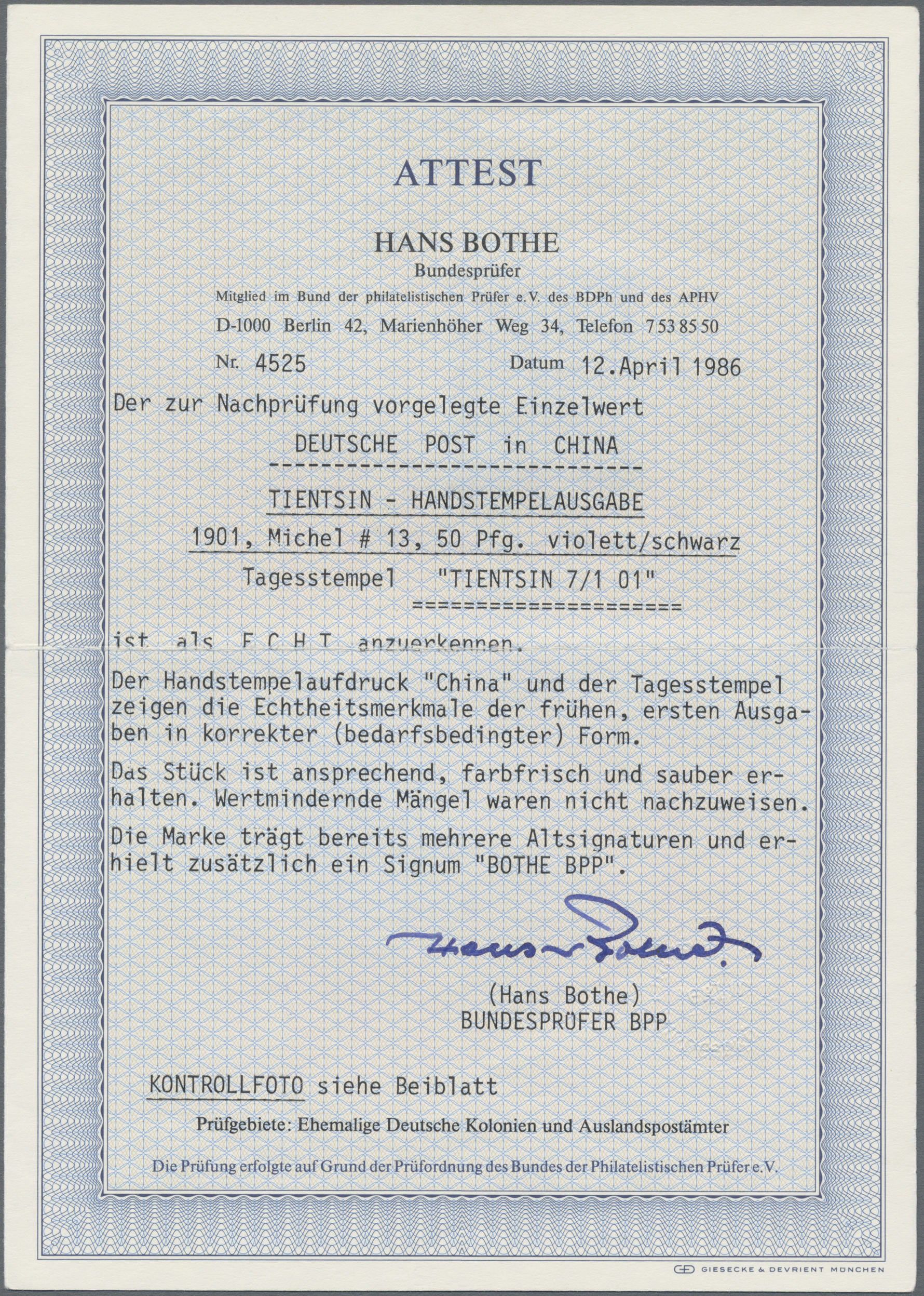 Lot 1207 - deutsche post in china  -   Auction #211