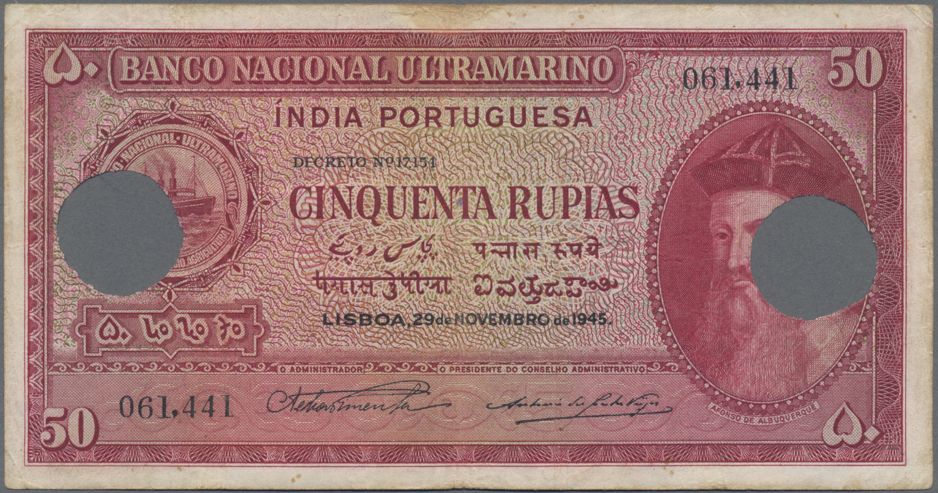 Lot 00396 - Portuguese India / Portugiesisch Indien| Banknoten  -  Auktionshaus Christoph Gärtner GmbH & Co. KG 55th AUCTION - Day 1