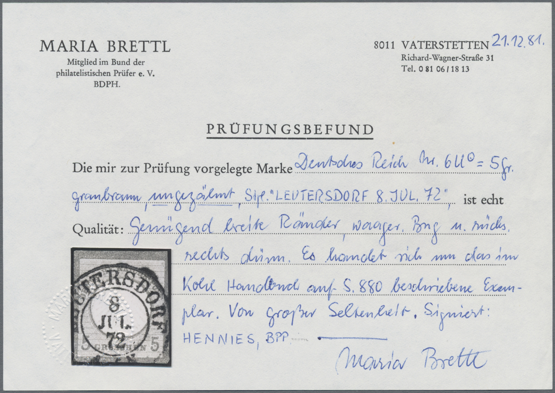 Lot 692 - Deutsches Reich - Brustschild  -   Auction #211