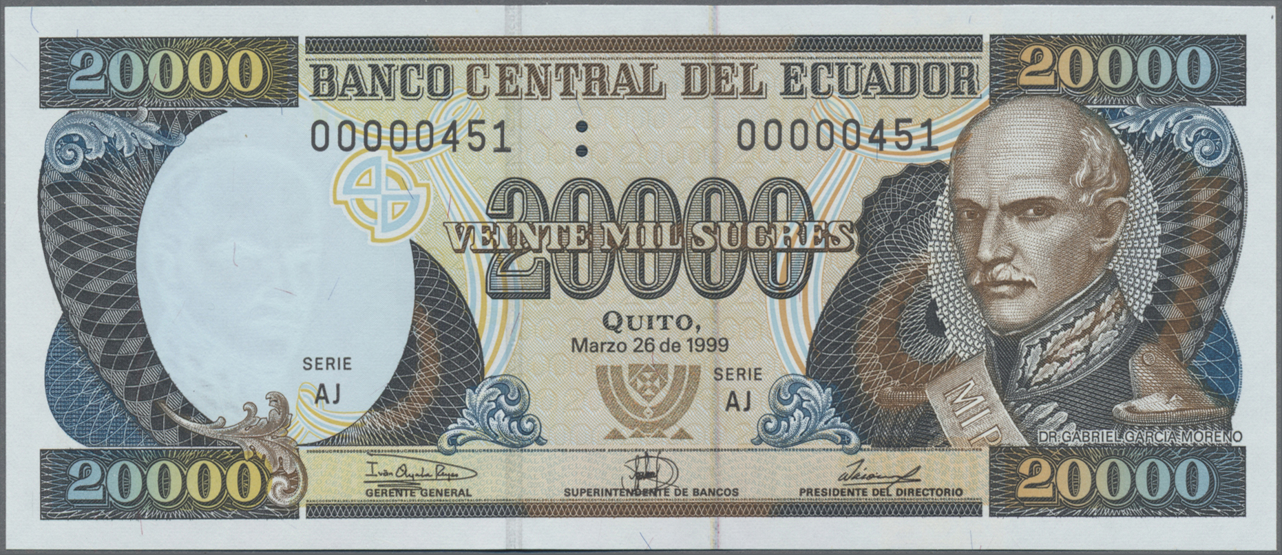 Lot 01112 - Ecuador | Banknoten - Auktionshaus Christoph Gärtner GmbH & Co. KG 58th AUCTION - Day 1 Lot 01112 - Ecuador | Banknoten - Auktionshaus Christoph Gärtner GmbH & Co. KG 58th AUCTION - Day 1