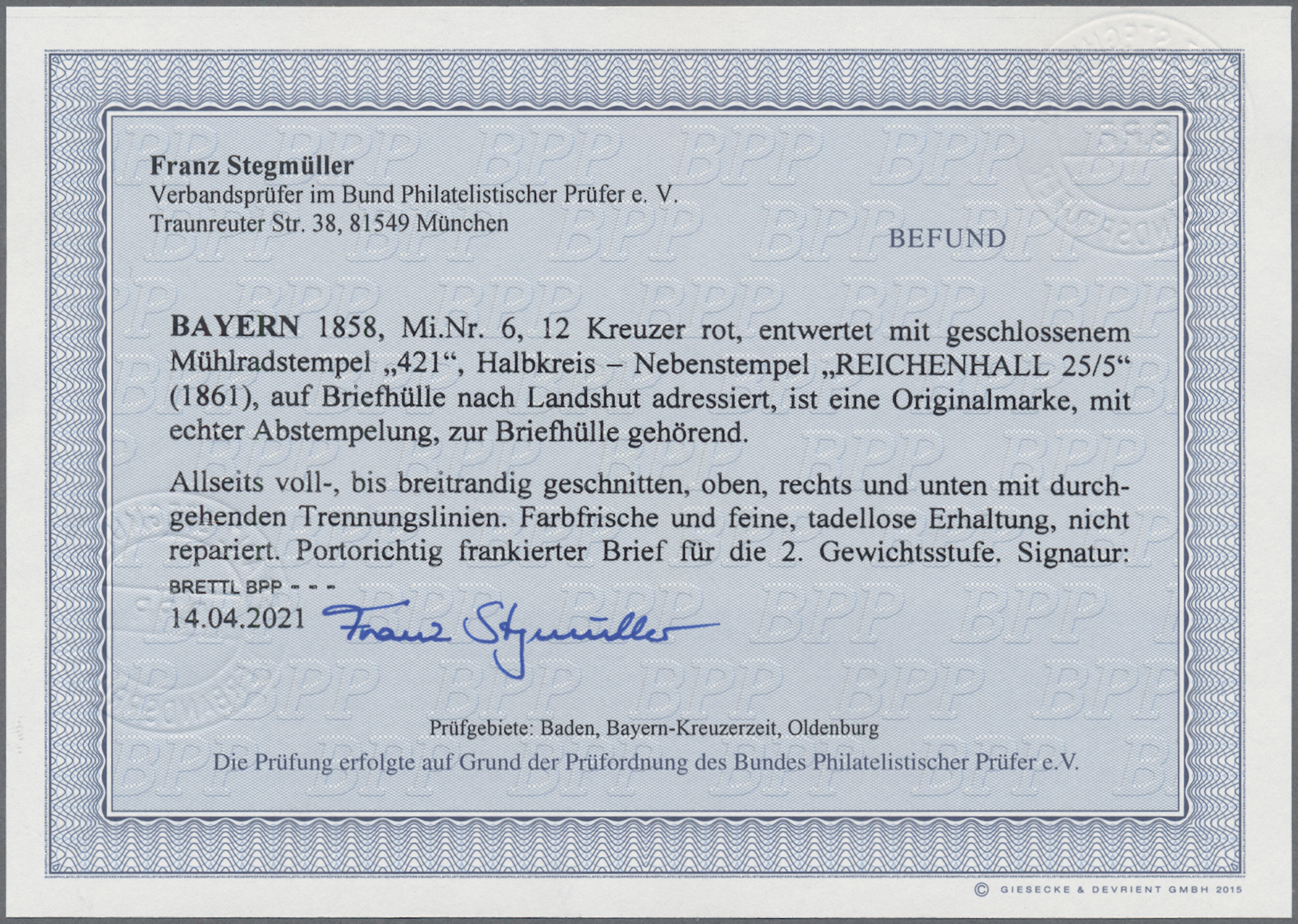 Lot 02169 - Bayern - Marken und Briefe  -  Auktionshaus Christoph Gärtner GmbH & Co. KG 50th Auction Anniversary Auction - Day 7