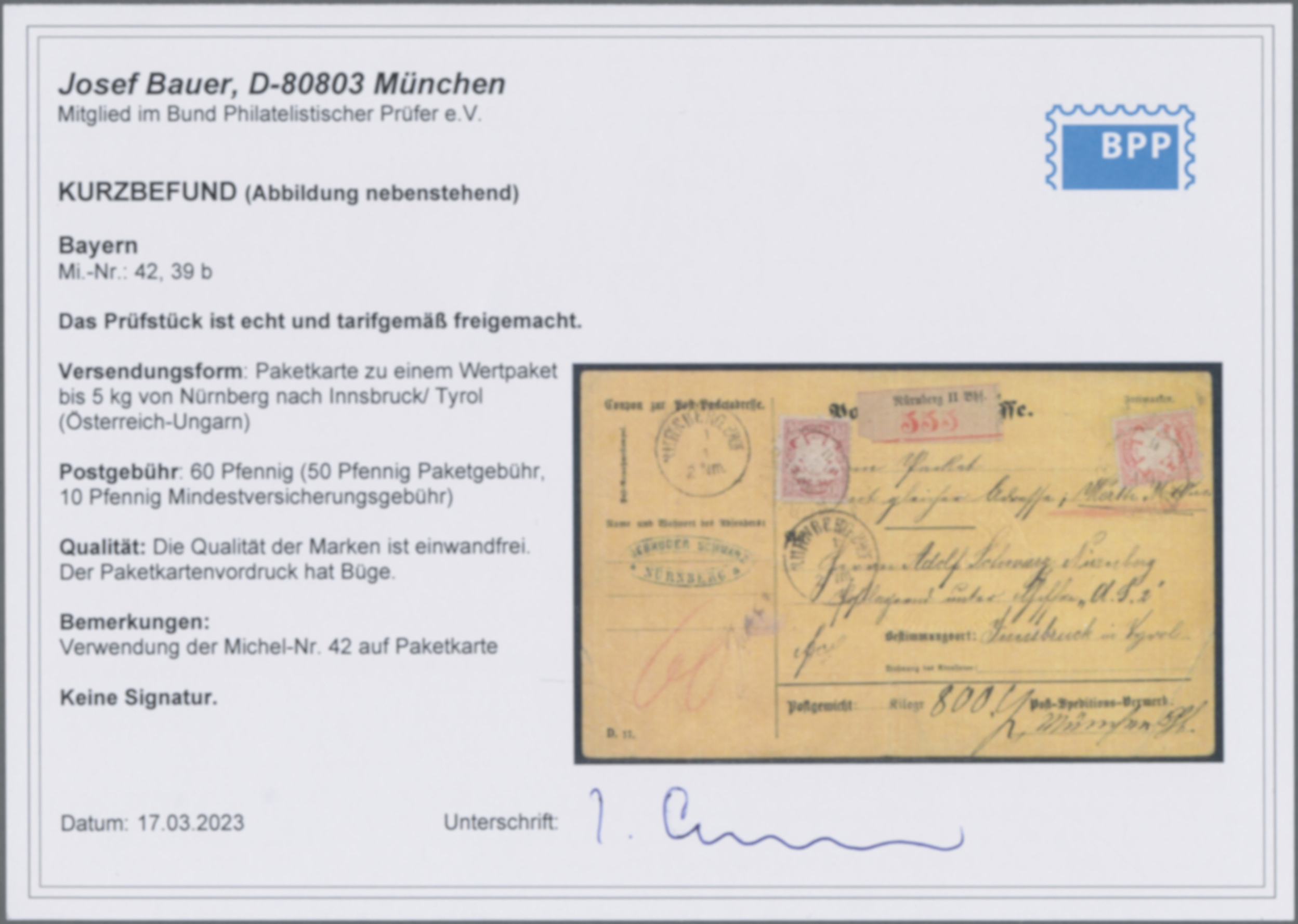 Lot 04539 - Bayern - Marken und Briefe  -  Auktionshaus Christoph Gärtner GmbH & Co. KG 56th AUCTION - Day 3