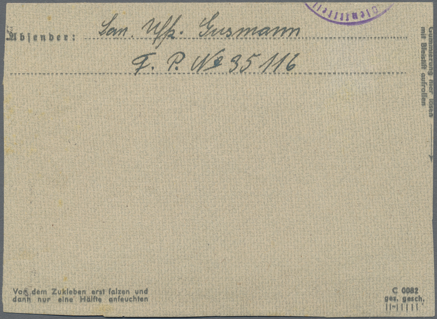 Lot 1834 - feldpostmarken  -   Auction #211