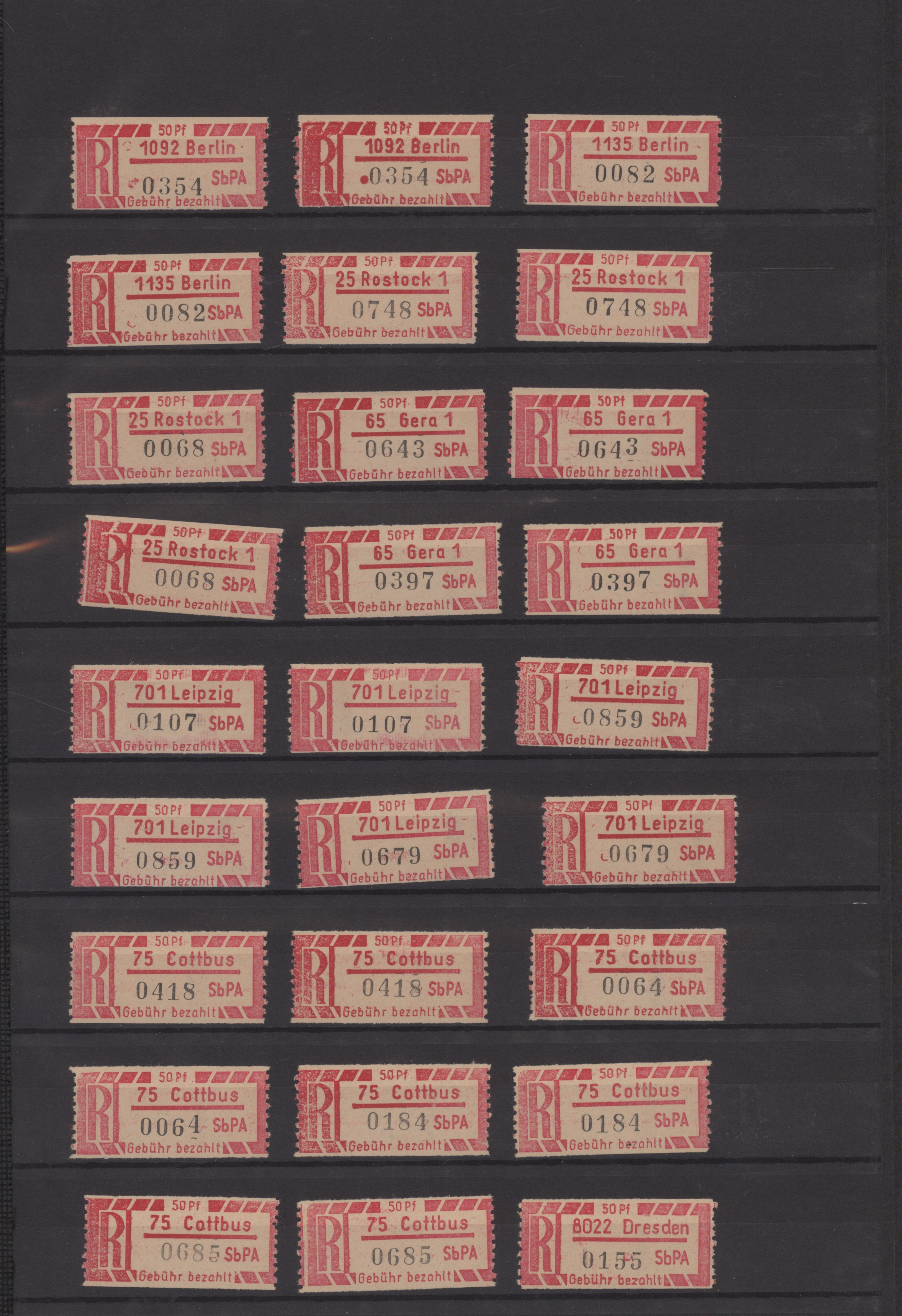 Lot 11493 - DDR - Einschreibemarken - Auktionshaus Christoph Gärtner GmbH & Co. KG 57th AUCTION - Day 5 Lot 11493 - DDR - Einschreibemarken - Auktionshaus Christoph Gärtner GmbH & Co. KG 57th AUCTION - Day 5