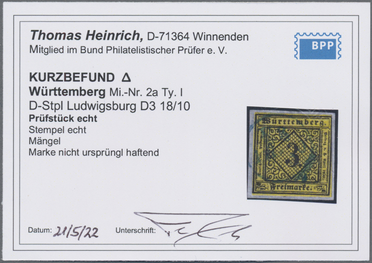 Lot 05290 - württemberg - stempel  -  Auktionshaus Christoph Gärtner GmbH & Co. KG 55th AUCTION - Day 3