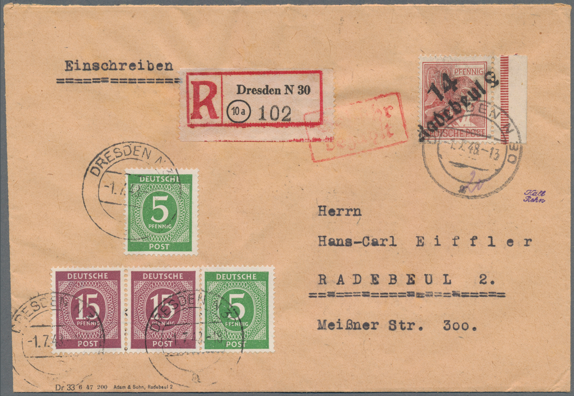 Lot 06282 - Sowjetische Zone - Bezirkshandstempel - II - Bez. 14 (Dresden)  -  Auktionshaus Christoph Gärtner GmbH & Co. KG 58th AUCTION - Day 2