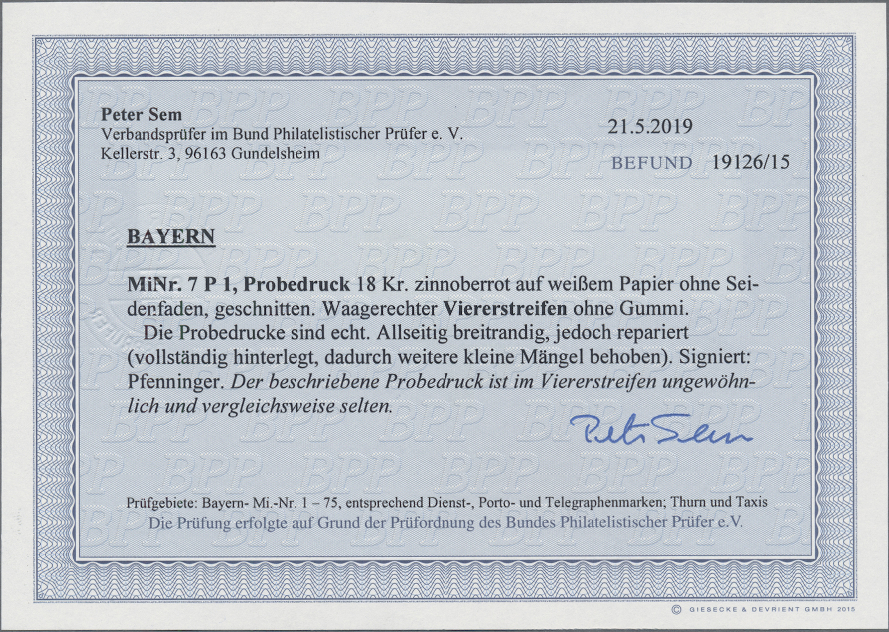 Lot 02184 - Bayern - Marken und Briefe  -  Auktionshaus Christoph Gärtner GmbH & Co. KG 50th Auction Anniversary Auction - Day 7