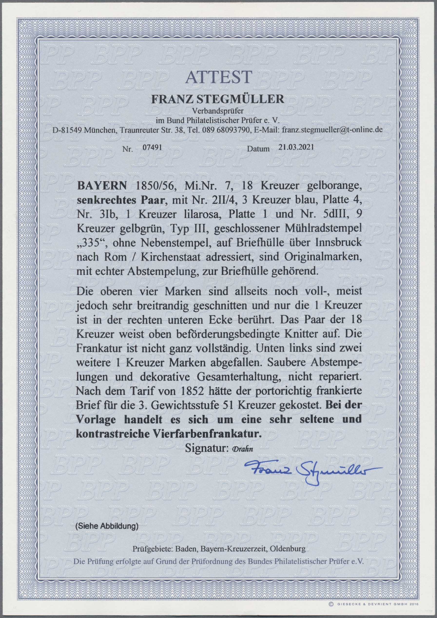 Lot 02179 - Bayern - Marken und Briefe  -  Auktionshaus Christoph Gärtner GmbH & Co. KG 50th Auction Anniversary Auction - Day 7
