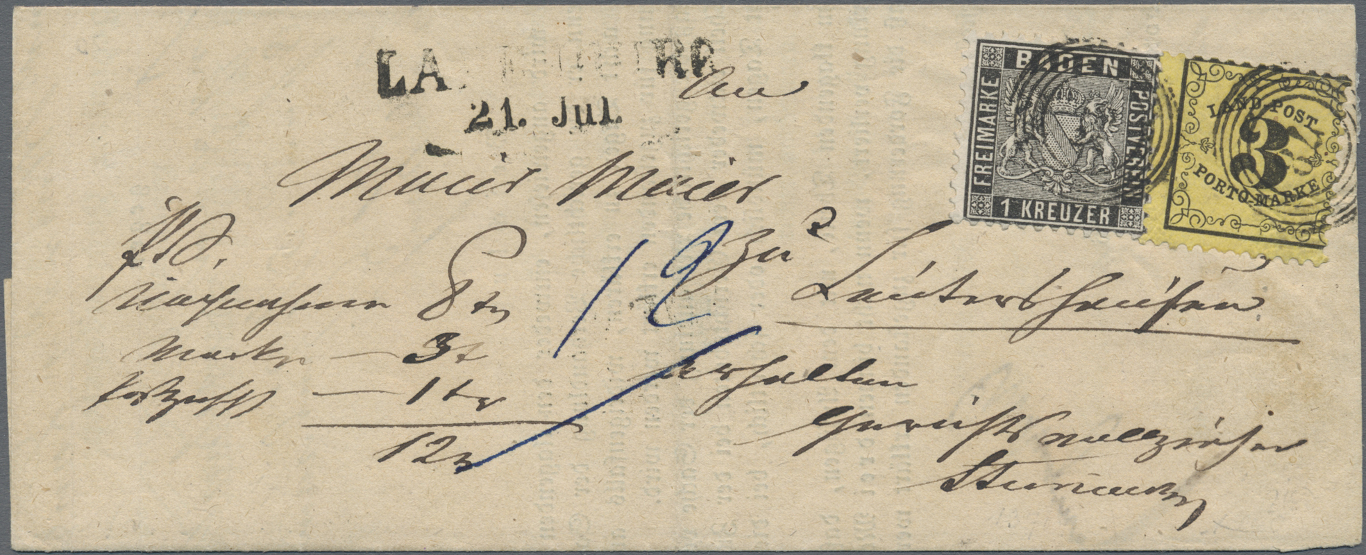 Lot 02715 - Baden - Landpostmarken  -  Auktionshaus Christoph Gärtner GmbH & Co. KG 53rd AUCTION - Day 3 Germany