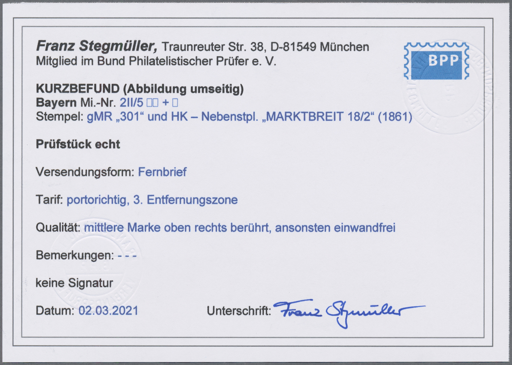 Lot 02069 - Bayern - Marken und Briefe  -  Auktionshaus Christoph Gärtner GmbH & Co. KG 50th Auction Anniversary Auction - Day 7