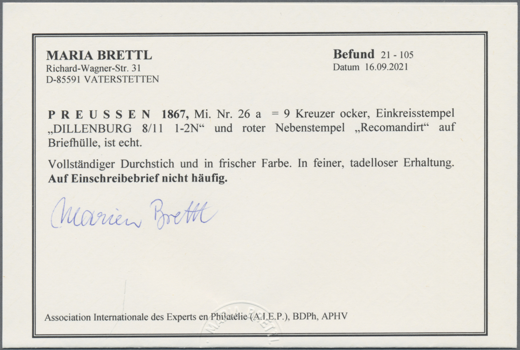 Lot 04583 - Preußen - Marken und Briefe  -  Auktionshaus Christoph Gärtner GmbH & Co. KG 56th AUCTION - Day 3