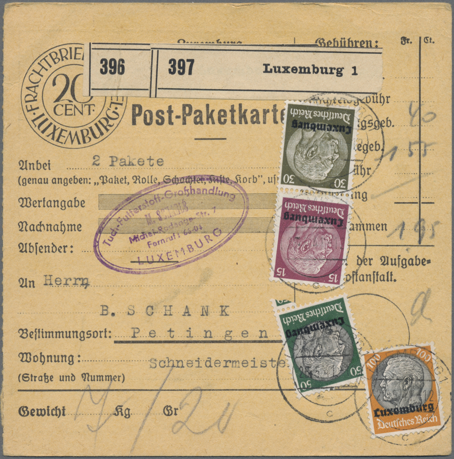 Lot 05693 - Dt. Besetzung II WK - Luxemburg - Auktionshaus Christoph Gärtner GmbH & Co. KG 56th AUCTION - Day 3 Lot 05693 - Dt. Besetzung II WK - Luxemburg - Auktionshaus Christoph Gärtner GmbH & Co. KG 56th AUCTION - Day 3