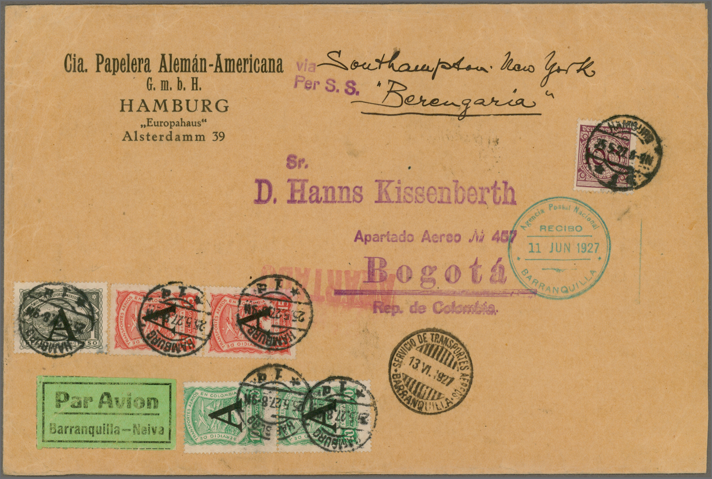 Lot 03060 - SCADTA - Länder-Aufdrucke - Auktionshaus Christoph Gärtner GmbH & Co. KG 57th AUCTION - Day 2 Lot 03060 - SCADTA - Länder-Aufdrucke - Auktionshaus Christoph Gärtner GmbH & Co. KG 57th AUCTION - Day 2