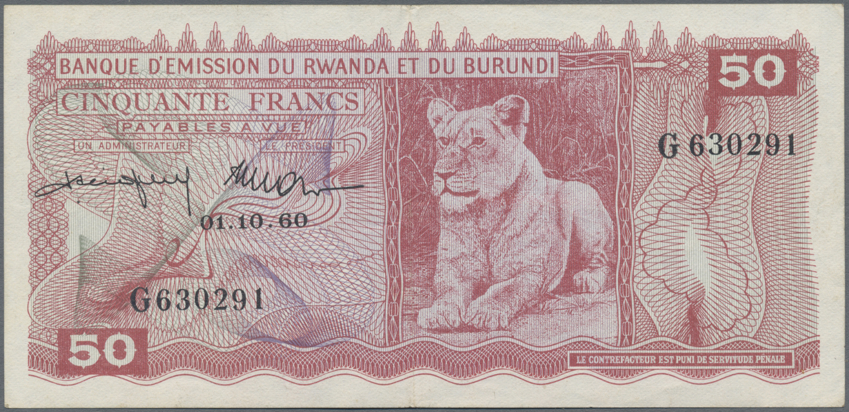 Lot 02479 - Rwanda-Burundi / Ruanda-Burundi | Banknoten - Auktionshaus Christoph Gärtner GmbH & Co. KG Sale #45 Banknotes Worldwide Lot 02479 - Rwanda-Burundi / Ruanda-Burundi | Banknoten - Auktionshaus Christoph Gärtner GmbH & Co. KG Sale #45 Banknotes Worldwide