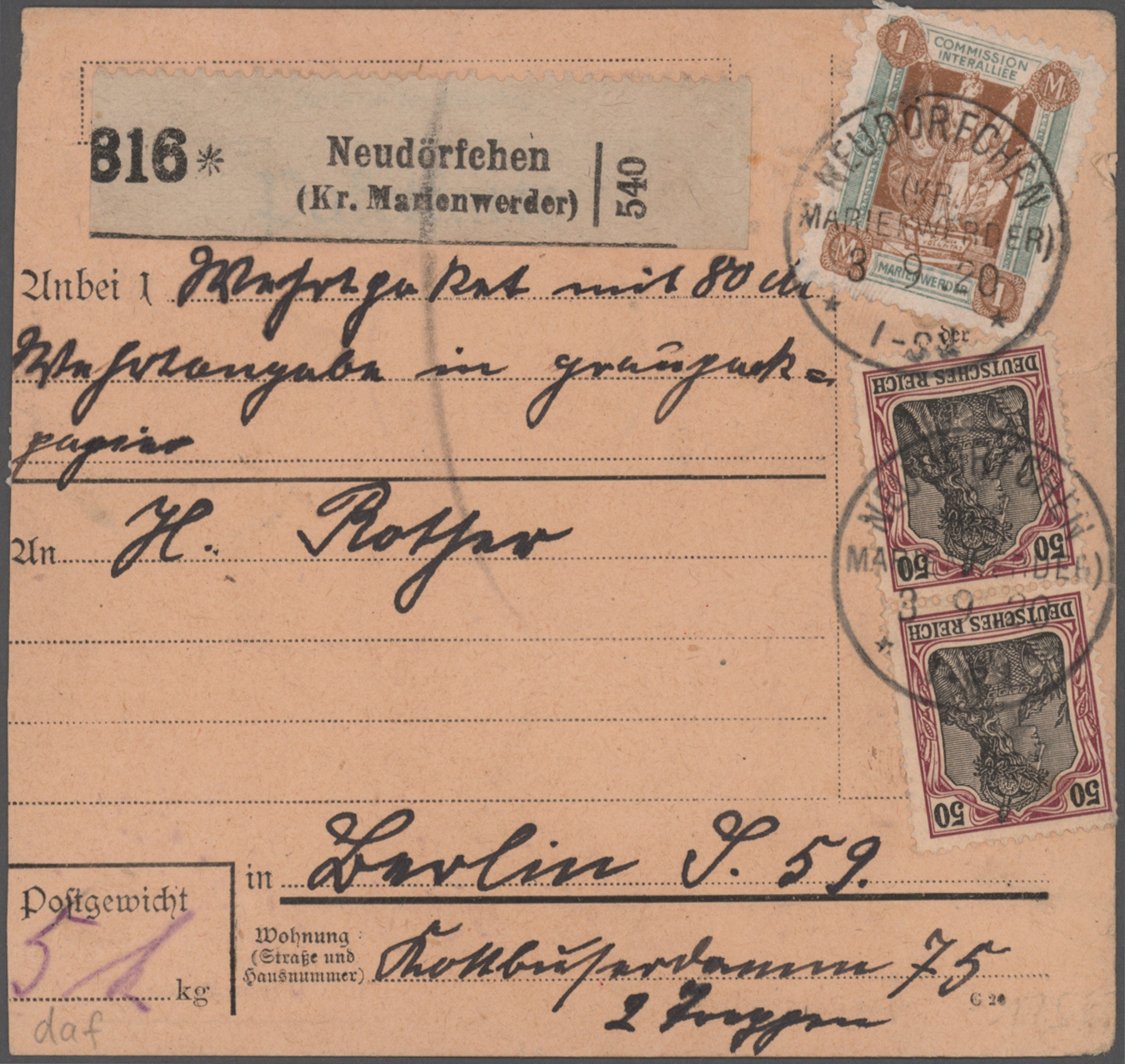 Lot 11029 - Deutsche Abstimmungsgebiete: Marienwerder - Auktionshaus Christoph Gärtner GmbH & Co. KG 57th AUCTION - Day 5 Lot 11029 - Deutsche Abstimmungsgebiete: Marienwerder - Auktionshaus Christoph Gärtner GmbH & Co. KG 57th AUCTION - Day 5