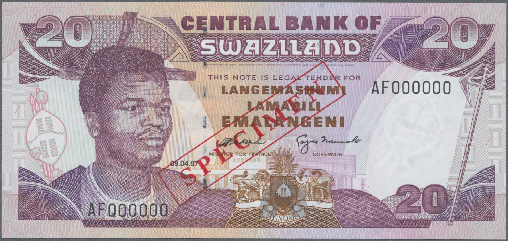 Lot 02622 - Swaziland | Banknoten - Auktionshaus Christoph Gärtner GmbH & Co. KG Sale #45 Banknotes Worldwide Lot 02622 - Swaziland | Banknoten - Auktionshaus Christoph Gärtner GmbH & Co. KG Sale #45 Banknotes Worldwide