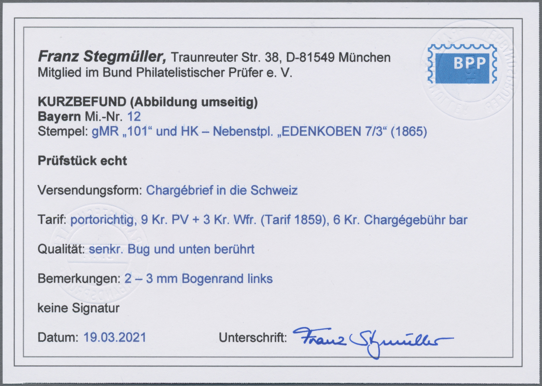 Lot 02214 - Bayern - Marken und Briefe  -  Auktionshaus Christoph Gärtner GmbH & Co. KG 50th Auction Anniversary Auction - Day 7
