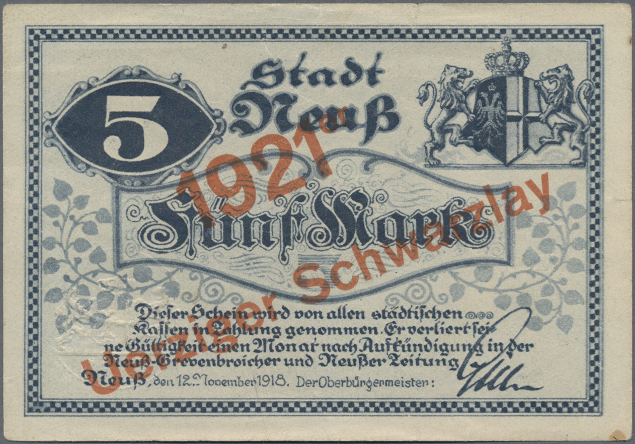 Lot 01870 - Deutschland - Notgeld - Rheinland | Banknoten - Auktionshaus Christoph Gärtner GmbH & Co. KG 58th AUCTION - Day 1 Lot 01870 - Deutschland - Notgeld - Rheinland | Banknoten - Auktionshaus Christoph Gärtner GmbH & Co. KG 58th AUCTION - Day 1