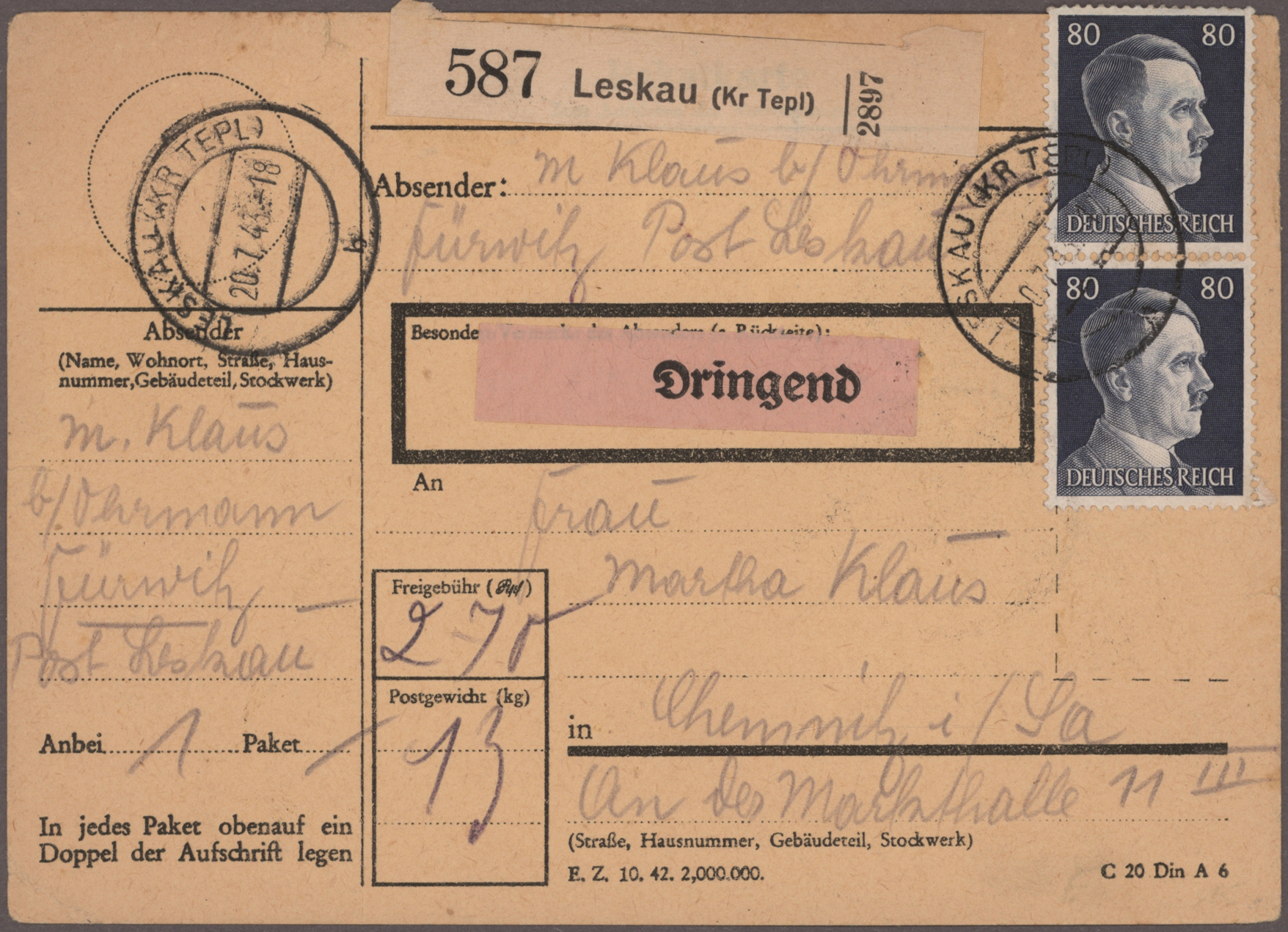 Lot 08706 - Deutsches Reich - 3. Reich  -  Auktionshaus Christoph Gärtner GmbH & Co. KG 53rd AUCTION - Day 5, Collections Estates, Germany, Picture Postcards