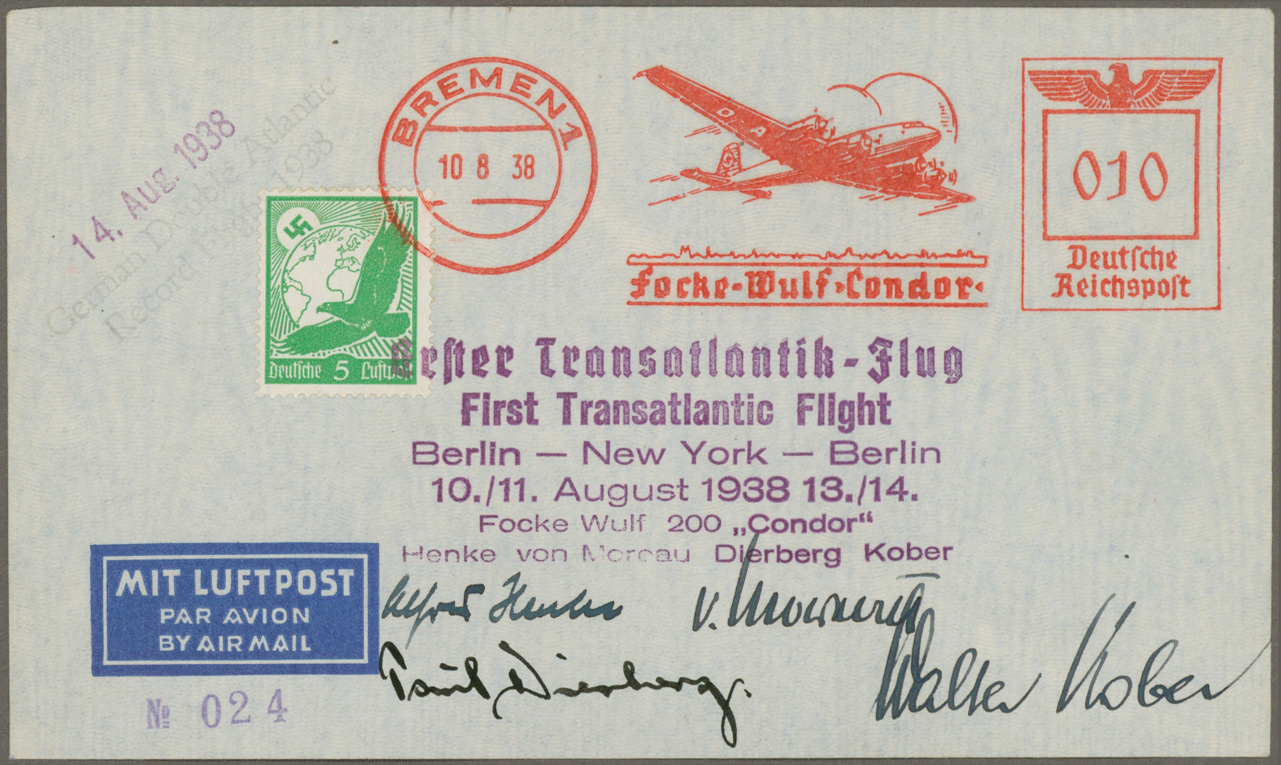 Lot 03110 - flugpost deutschland - Auktionshaus Christoph Gärtner GmbH & Co. KG 57th AUCTION - Day 2 Lot 03110 - flugpost deutschland - Auktionshaus Christoph Gärtner GmbH & Co. KG 57th AUCTION - Day 2
