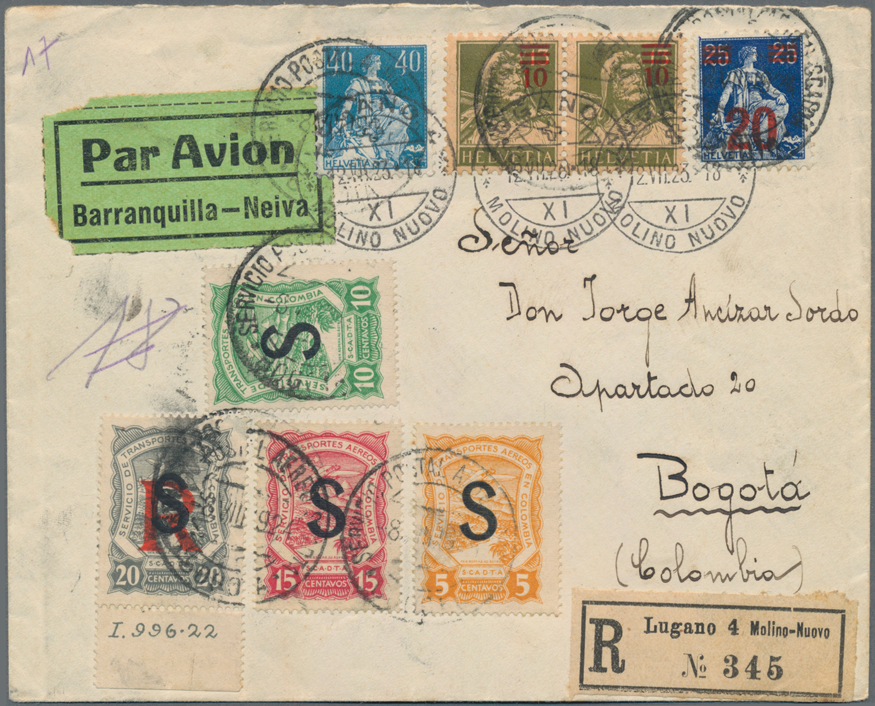 Lot 03154 - SCADTA - Länder-Aufdrucke  -  Auktionshaus Christoph Gärtner GmbH & Co. KG 55th AUCTION - Day 2