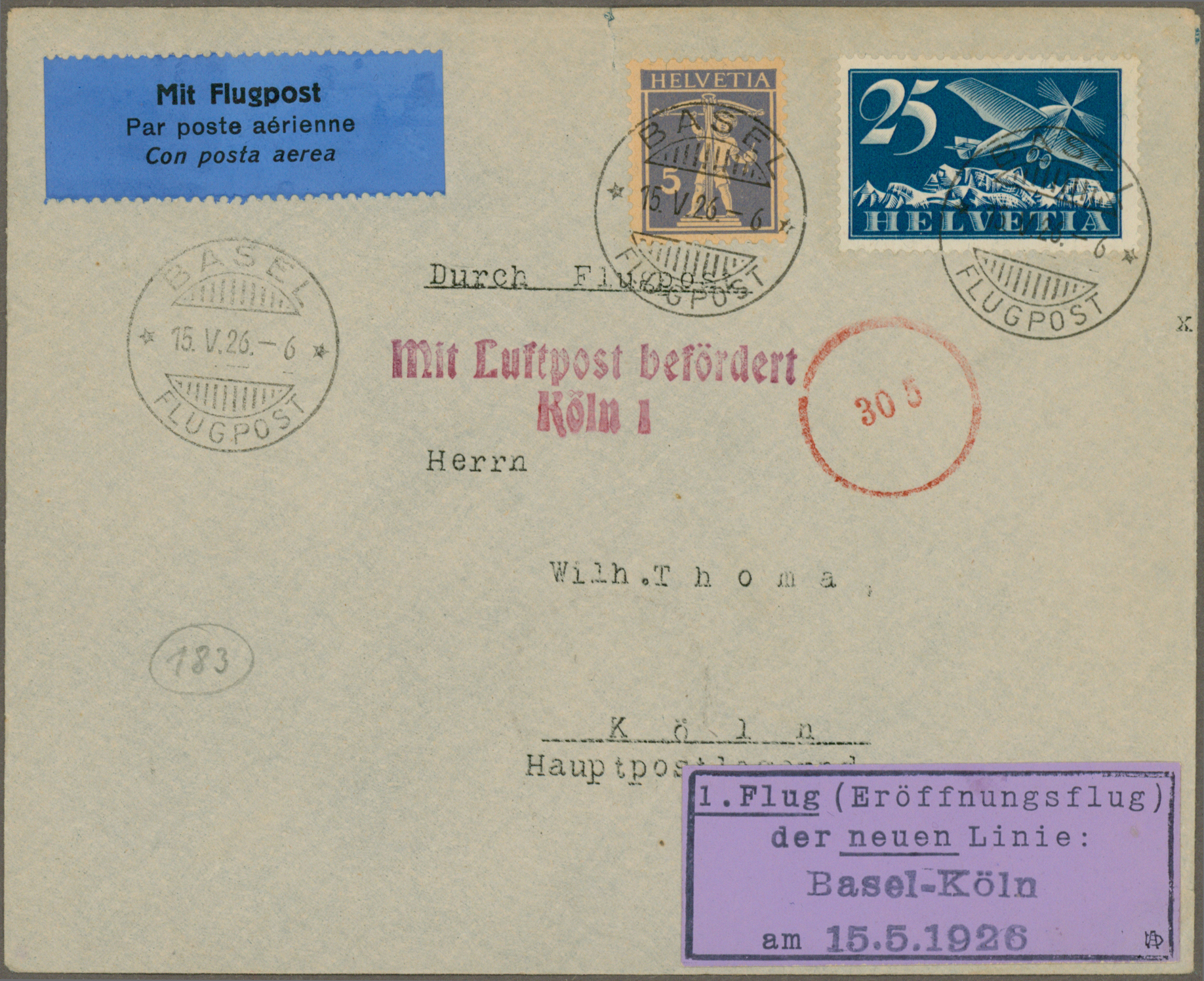 Lot 03113 - flugpost europa - Auktionshaus Christoph Gärtner GmbH & Co. KG 57th AUCTION - Day 2 Lot 03113 - flugpost europa - Auktionshaus Christoph Gärtner GmbH & Co. KG 57th AUCTION - Day 2