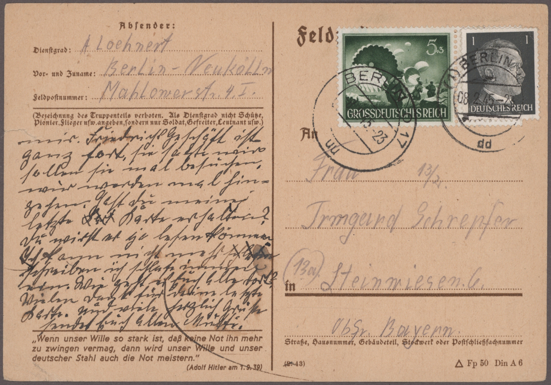 Lot 08741 - Deutsches Reich - 3. Reich  -  Auktionshaus Christoph Gärtner GmbH & Co. KG 53rd AUCTION - Day 5, Collections Estates, Germany, Picture Postcards