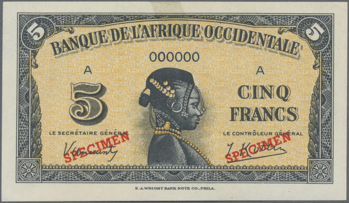 Lot 01673 - French West Africa / Französisch Westafrika | Banknoten - Auktionshaus Christoph Gärtner GmbH & Co. KG Sale #45 Banknotes Worldwide Lot 01673 - French West Africa / Französisch Westafrika | Banknoten - Auktionshaus Christoph Gärtner GmbH & Co. KG Sale #45 Banknotes Worldwide
