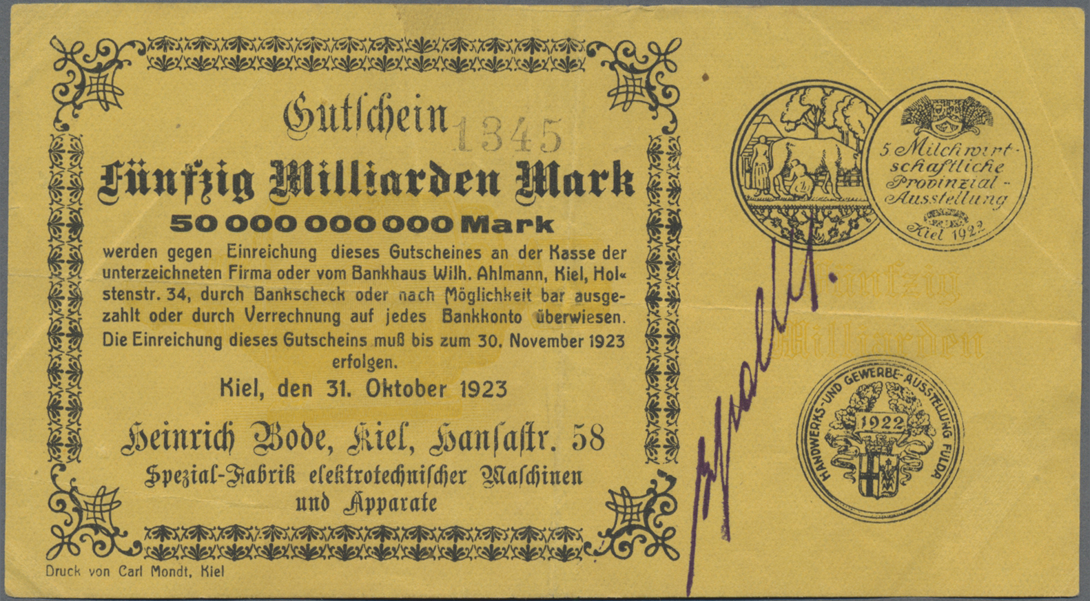 Lot 01891 - Deutschland - Notgeld - Schleswig-Holstein | Banknoten - Auktionshaus Christoph Gärtner GmbH & Co. KG 58th AUCTION - Day 1 Lot 01891 - Deutschland - Notgeld - Schleswig-Holstein | Banknoten - Auktionshaus Christoph Gärtner GmbH & Co. KG 58th AUCTION - Day 1