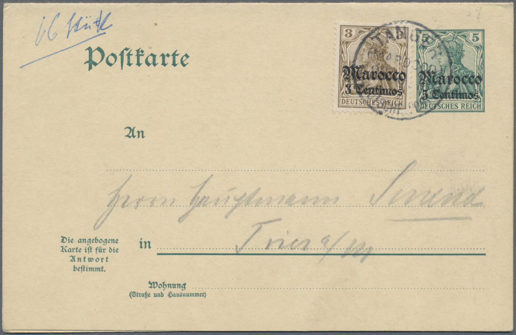 Lot 10966 - Deutsche Post in Marokko - Ganzsachen - Auktionshaus Christoph Gärtner GmbH & Co. KG 57th AUCTION - Day 5 Lot 10966 - Deutsche Post in Marokko - Ganzsachen - Auktionshaus Christoph Gärtner GmbH & Co. KG 57th AUCTION - Day 5