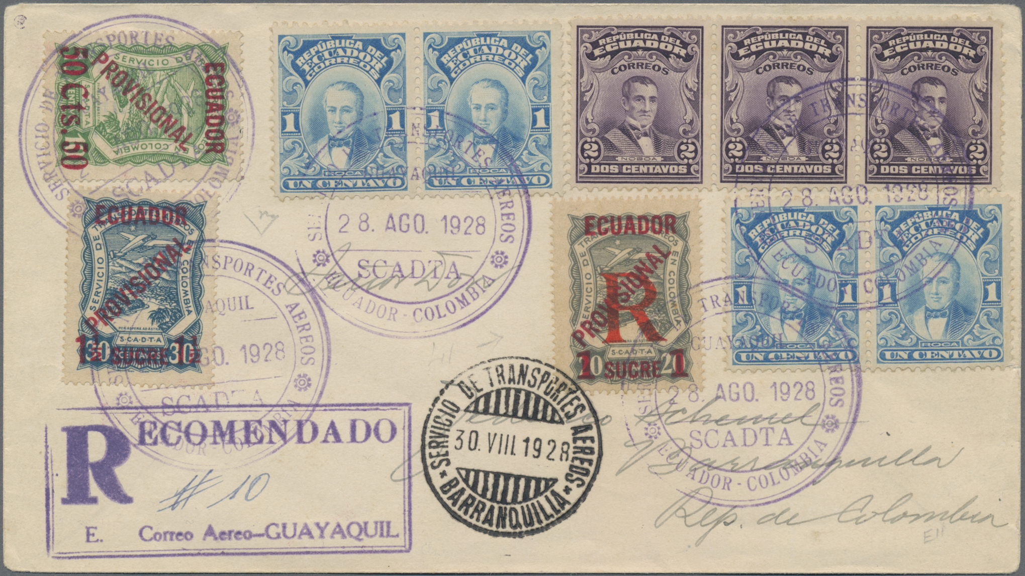 Lot 03113 - SCADTA - Ausgaben für Ecuador - Auktionshaus Christoph Gärtner GmbH & Co. KG 55th AUCTION - Day 2 Lot 03113 - SCADTA - Ausgaben für Ecuador - Auktionshaus Christoph Gärtner GmbH & Co. KG 55th AUCTION - Day 2