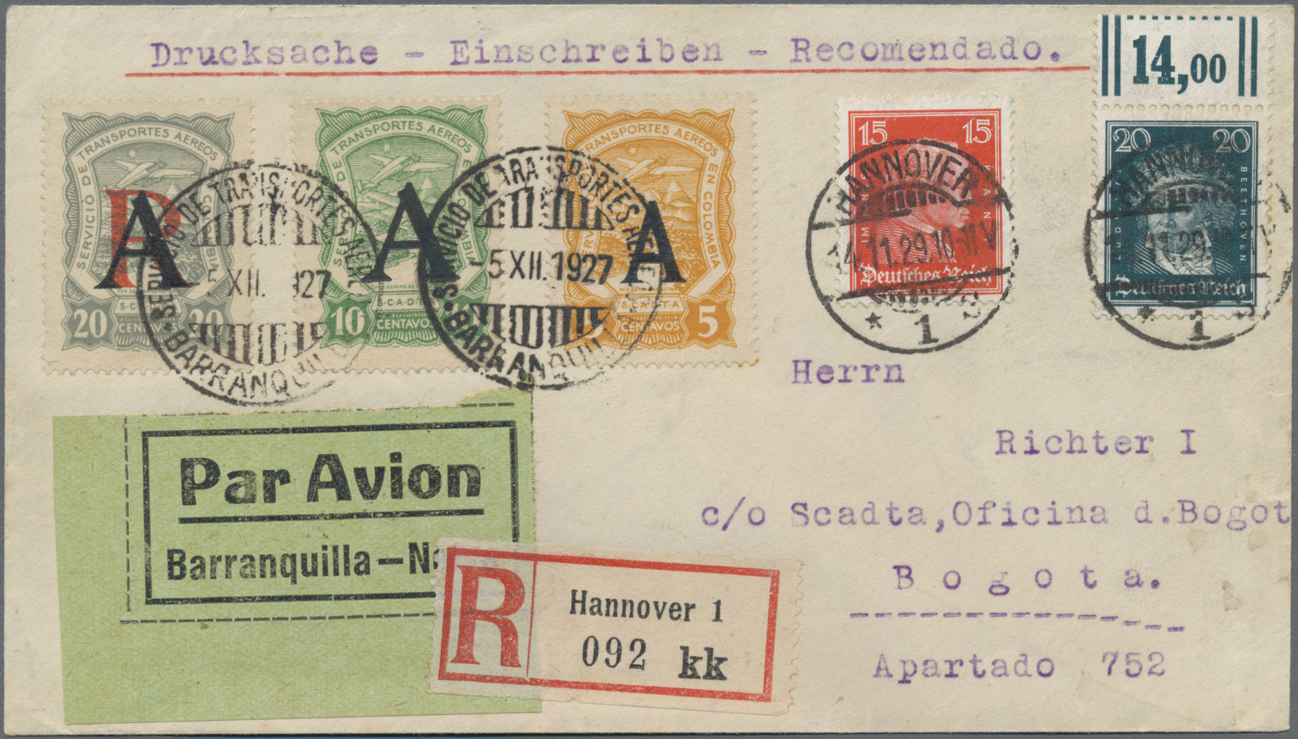 Lot 03140 - SCADTA - Länder-Aufdrucke - Auktionshaus Christoph Gärtner GmbH & Co. KG 55th AUCTION - Day 2 Lot 03140 - SCADTA - Länder-Aufdrucke - Auktionshaus Christoph Gärtner GmbH & Co. KG 55th AUCTION - Day 2