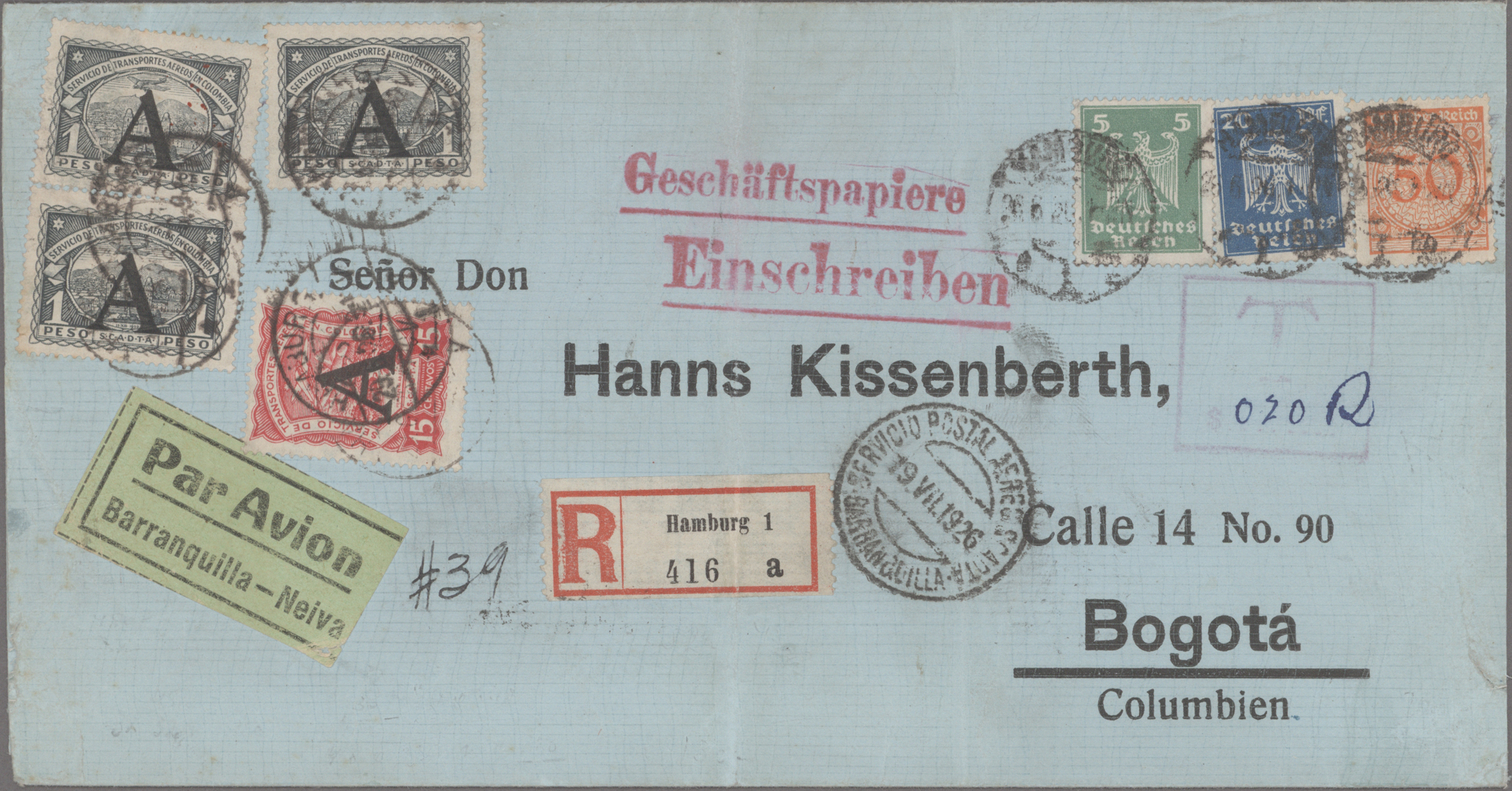 Lot 03061 - SCADTA - Länder-Aufdrucke - Auktionshaus Christoph Gärtner GmbH & Co. KG 57th AUCTION - Day 2 Lot 03061 - SCADTA - Länder-Aufdrucke - Auktionshaus Christoph Gärtner GmbH & Co. KG 57th AUCTION - Day 2