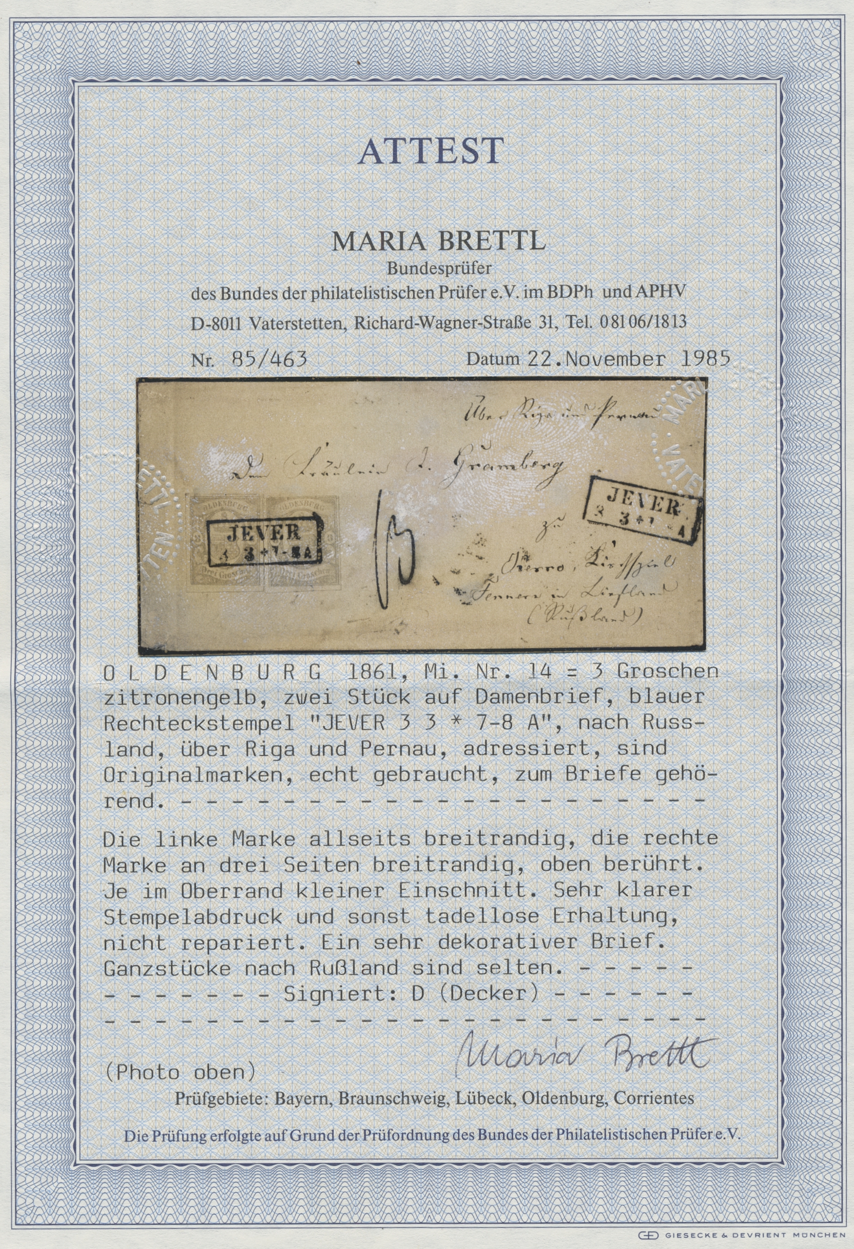 Lot 463 - Oldenburg - Marken und Briefe  -   Auction #211